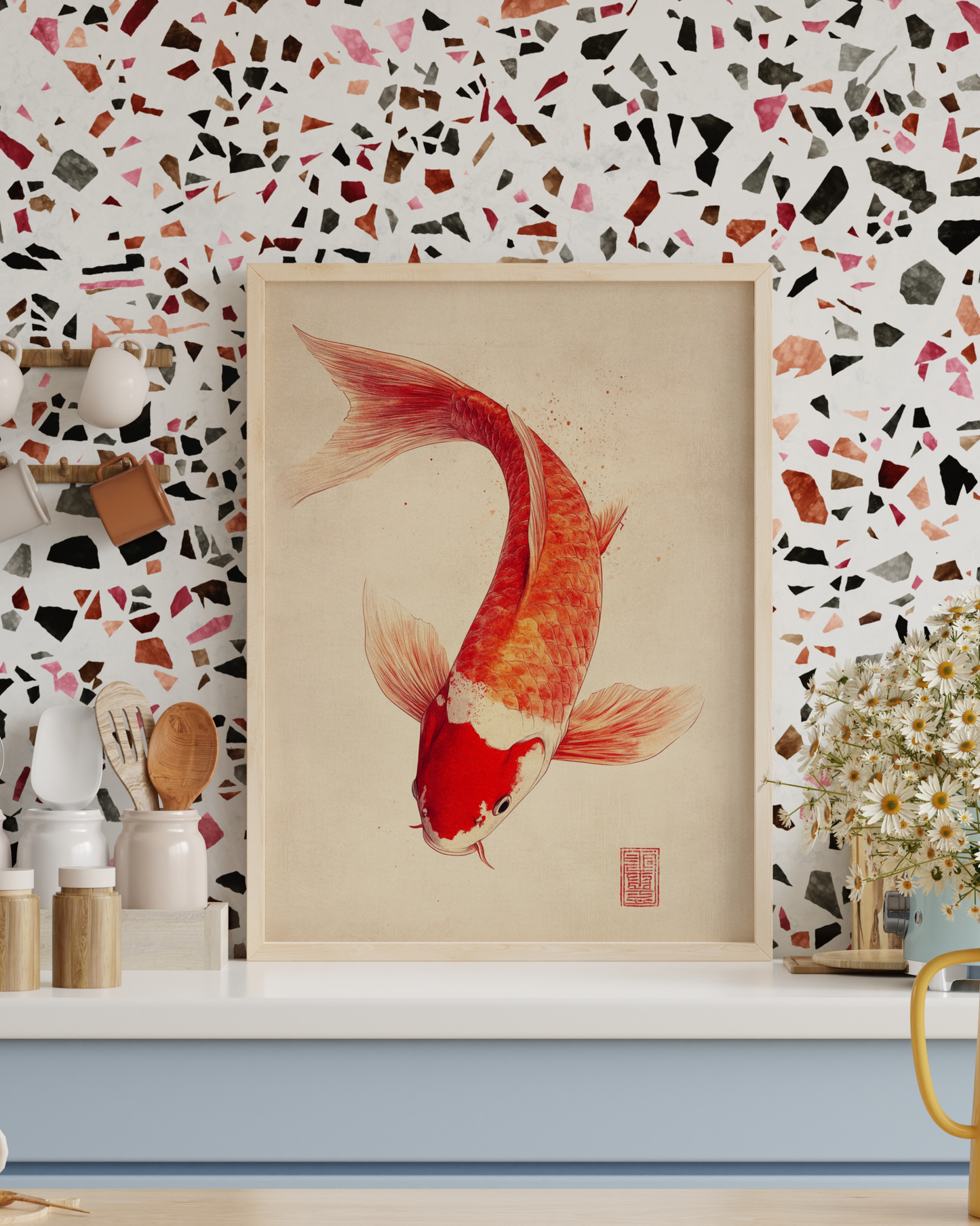 Koi Fish Aesthetic Art Poster