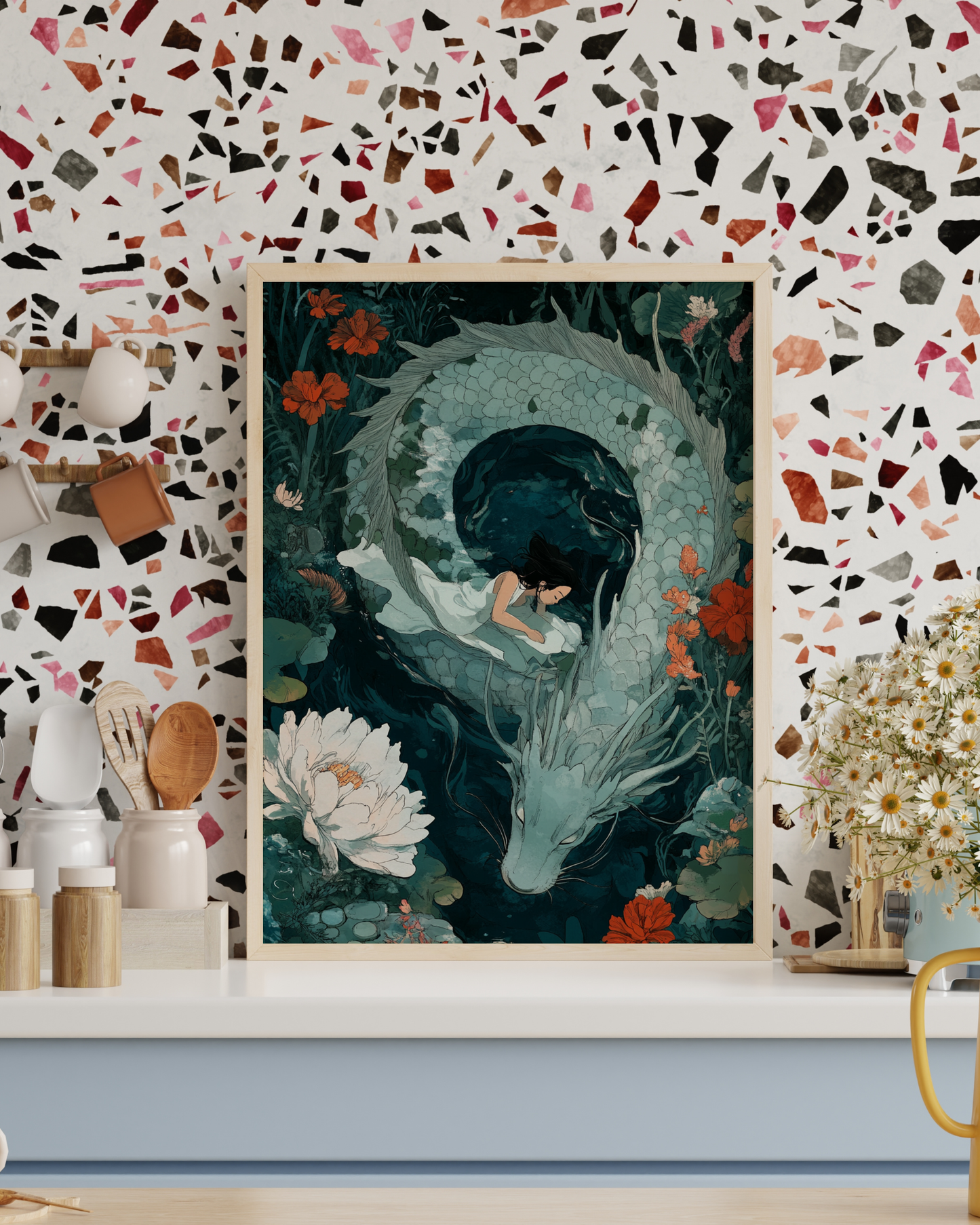 Mystical Dragon & Girl Posters