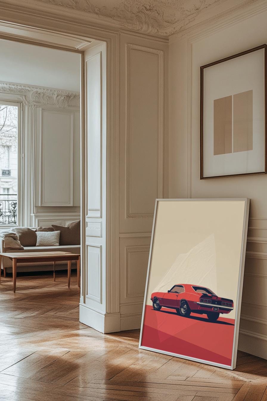 Retro Car Poster Print, Vintage Wall Art Decor, Automotive Gift, Car Enthusiast Decor, Man Cave Artwork, Classic Muscle Car