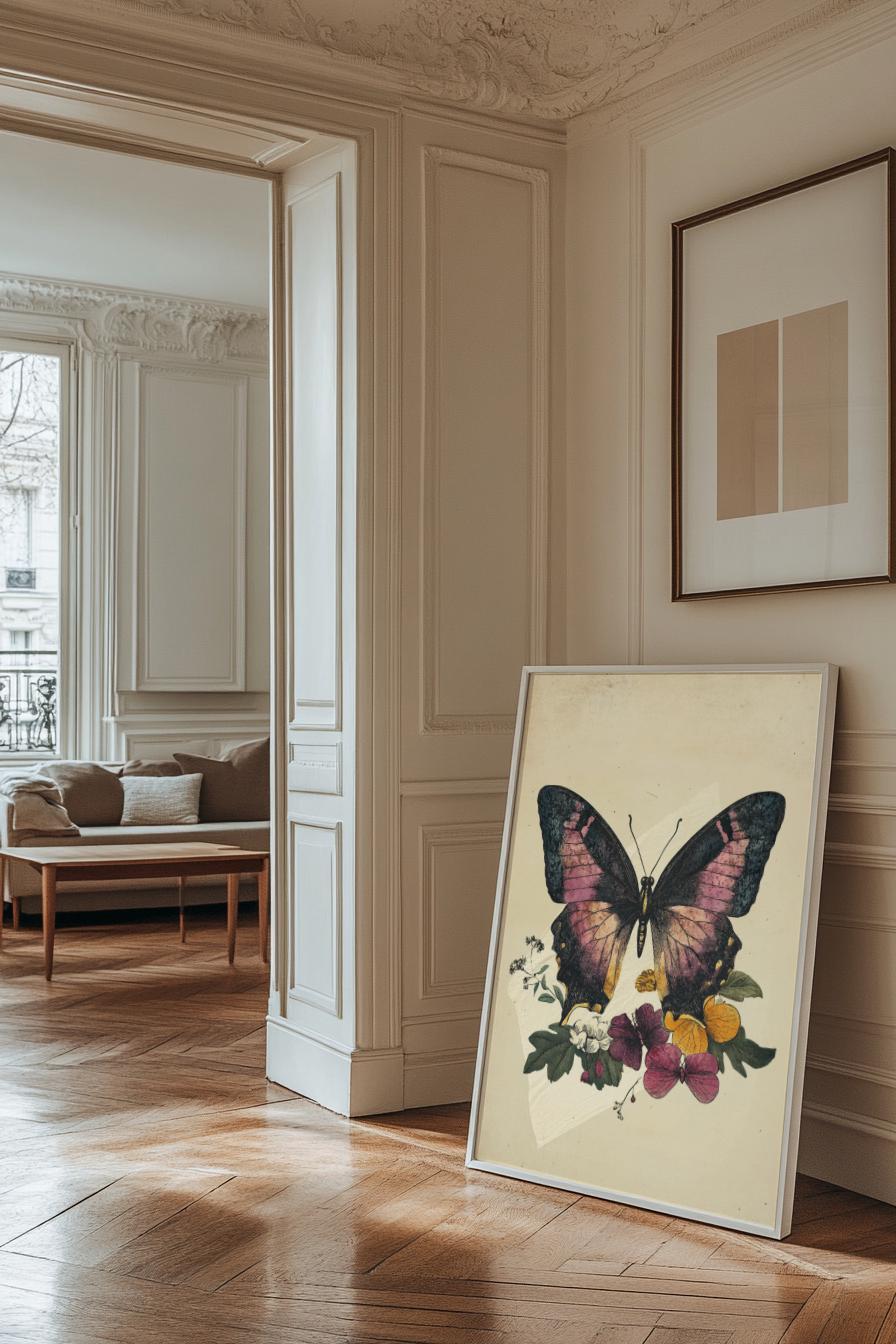 Botanical Butterfly Poster, Vintage Wall Art, Nature Decor, Eco-Friendly Home, Gift for Nature Lovers, Insect Aesthetic