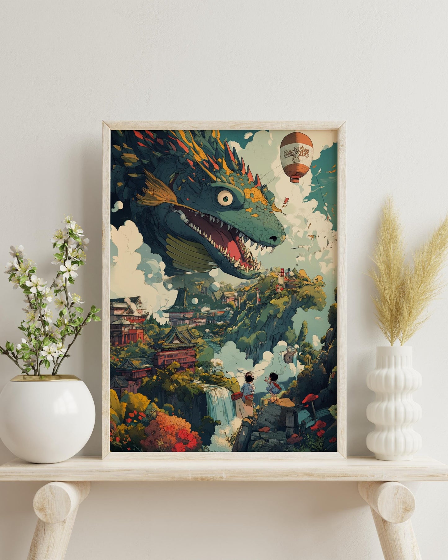 Fantastical Dragon Town Matte Poster Art, Enchanting Home Decor, Gift for Art Lovers, Travel Inspiration, Fantasy Wall Art