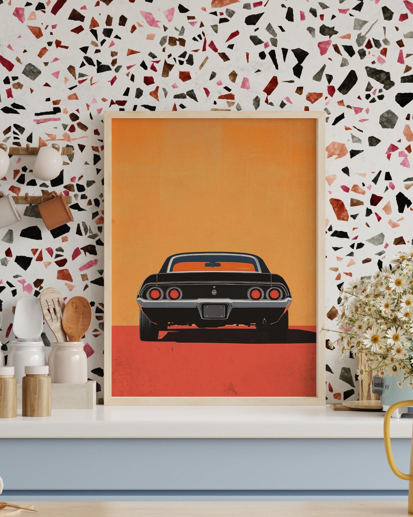 70s Retro Muscle Car Matte Vertical Poster, Vintage Auto Wall Art Print, Classic Car Lover Gift, Home Decor, Garage Decor, Man Cave Art