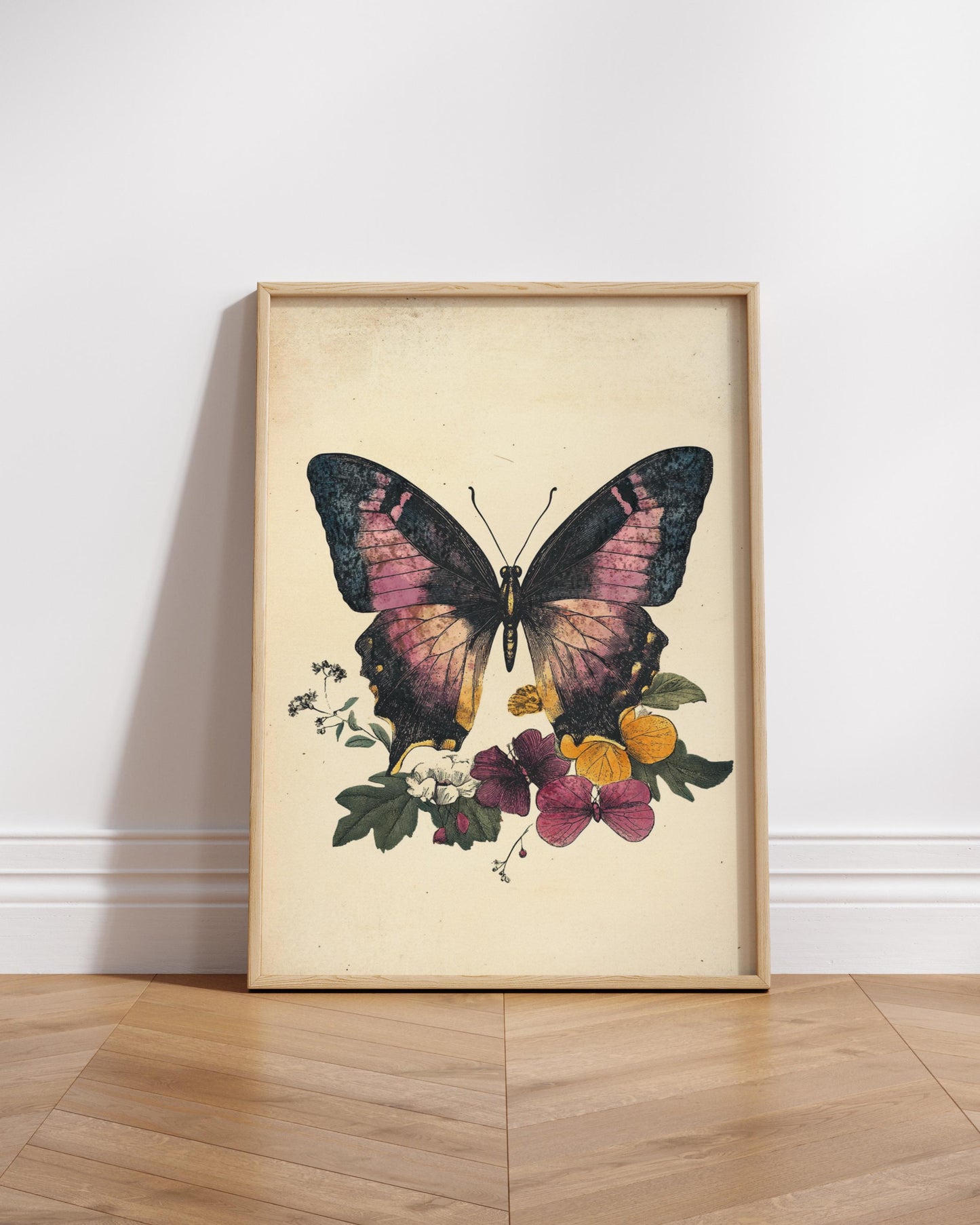 Botanical Butterfly Poster, Vintage Wall Art, Nature Decor, Eco-Friendly Home, Gift for Nature Lovers, Insect Aesthetic