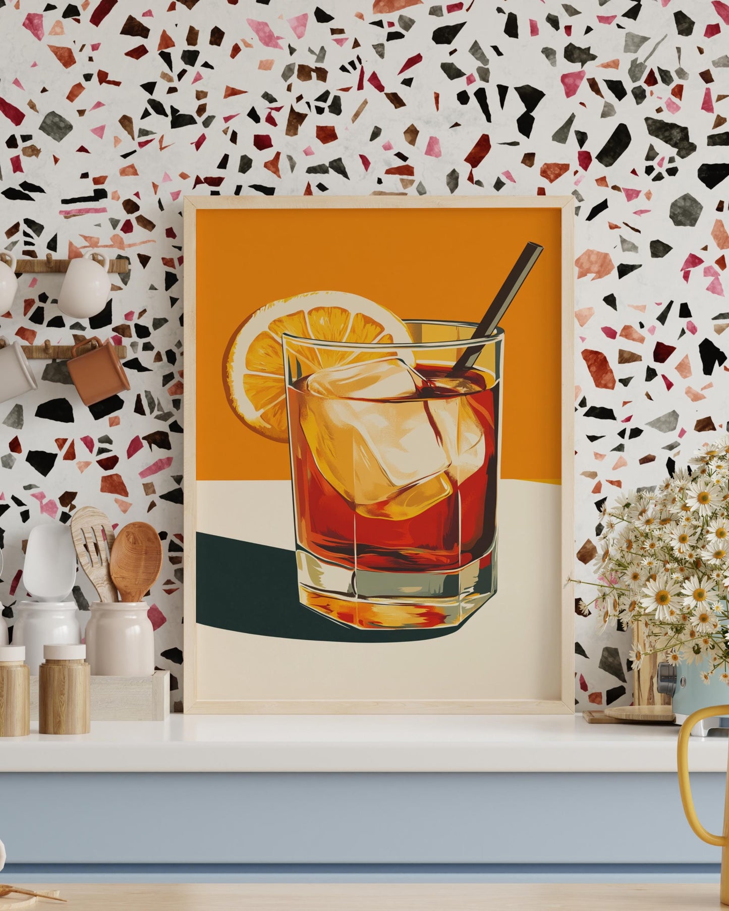 Cocktail Art Poster, Vibrant Home Decor, Retro Bar Wall Art, Gift for Mixology Lovers, Cocktail Party Decoration, Summer Vibes