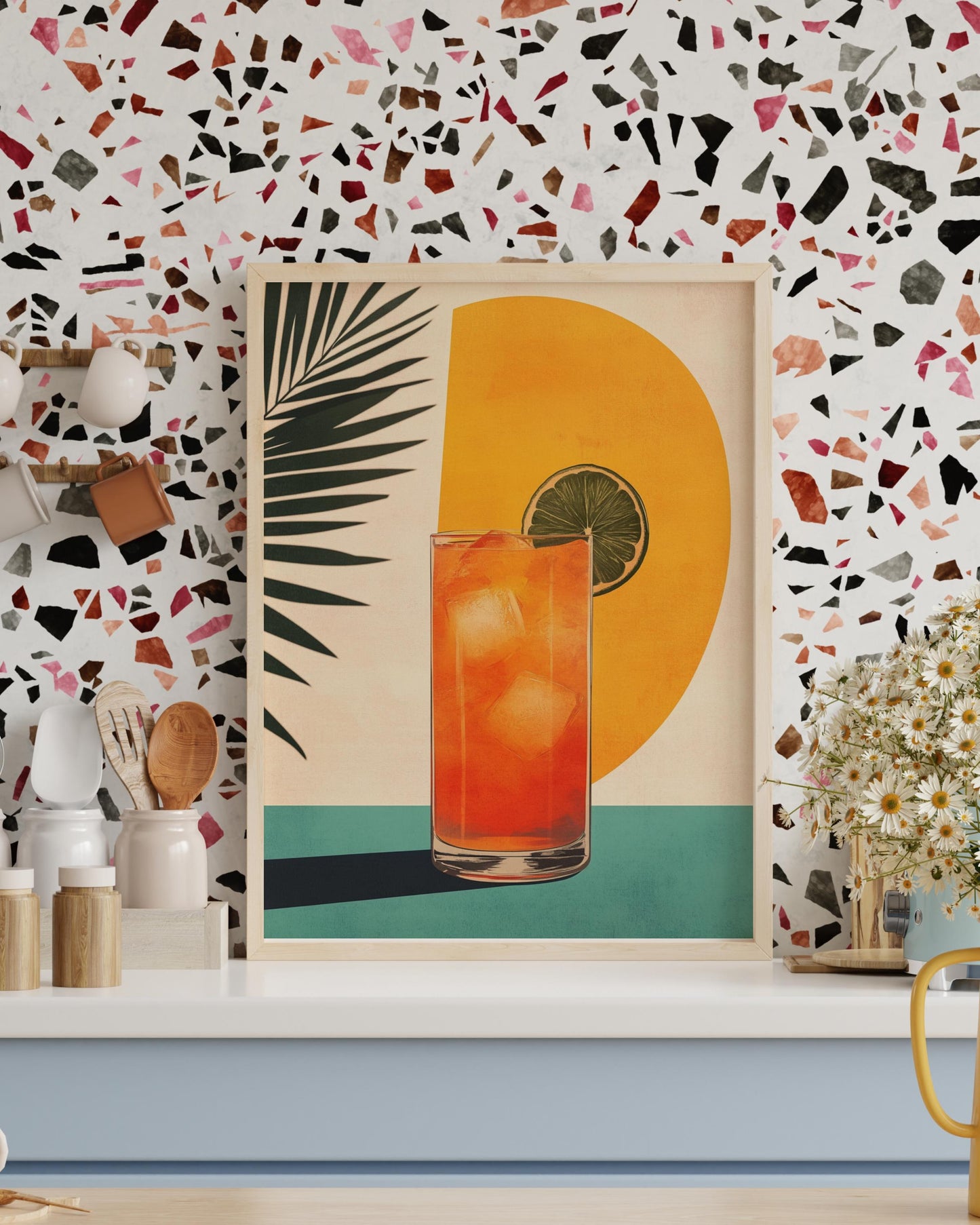 Tropical Drink Art Print, Vibrant Summer Poster, Wall Decor, Kitchen Art, Gift for Housewarming, Vacation Vibes