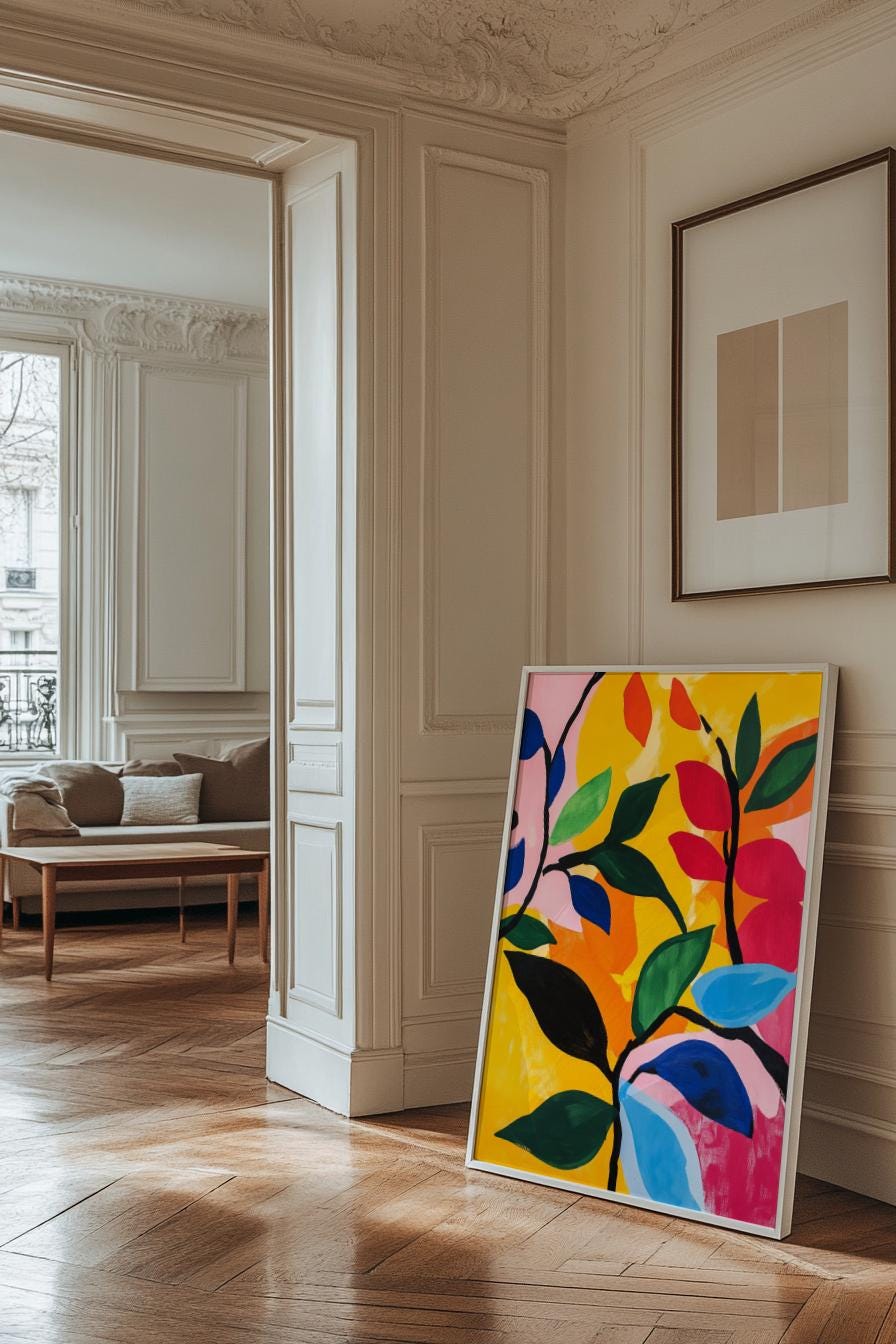 Vibrant Botanical Boho Wall Art Poster, Colorful Home Decor, Modern Art Print, Gift for Nature Lovers, Contemporary Design