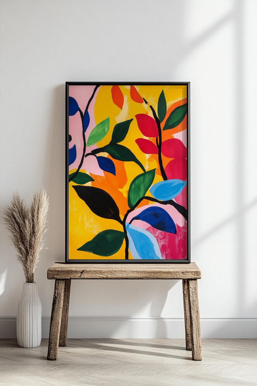 Vibrant Botanical Boho Wall Art Poster, Colorful Home Decor, Modern Art Print, Gift for Nature Lovers, Contemporary Design