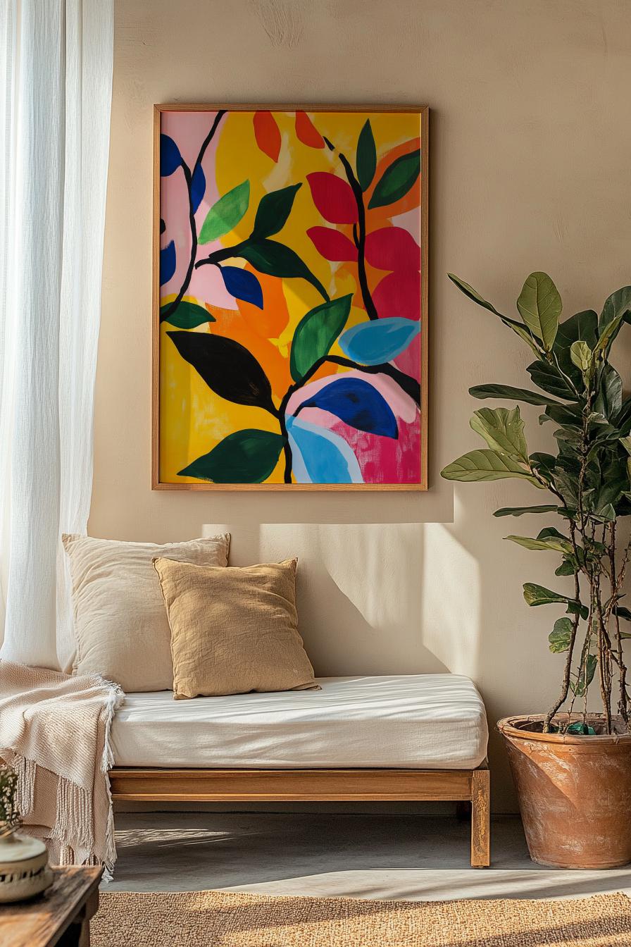 Vibrant Botanical Boho Wall Art Poster, Colorful Home Decor, Modern Art Print, Gift for Nature Lovers, Contemporary Design