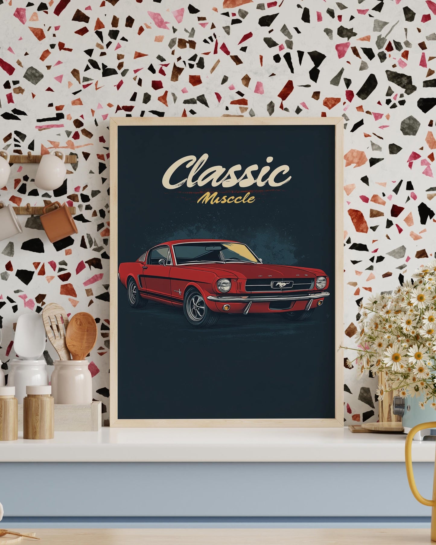Classic Muscle Car Poster, Vintage Wall Art, Gift for Car Lovers, Retro Home Decor, Automotive Fan Art, Birthday Gift Ideas
