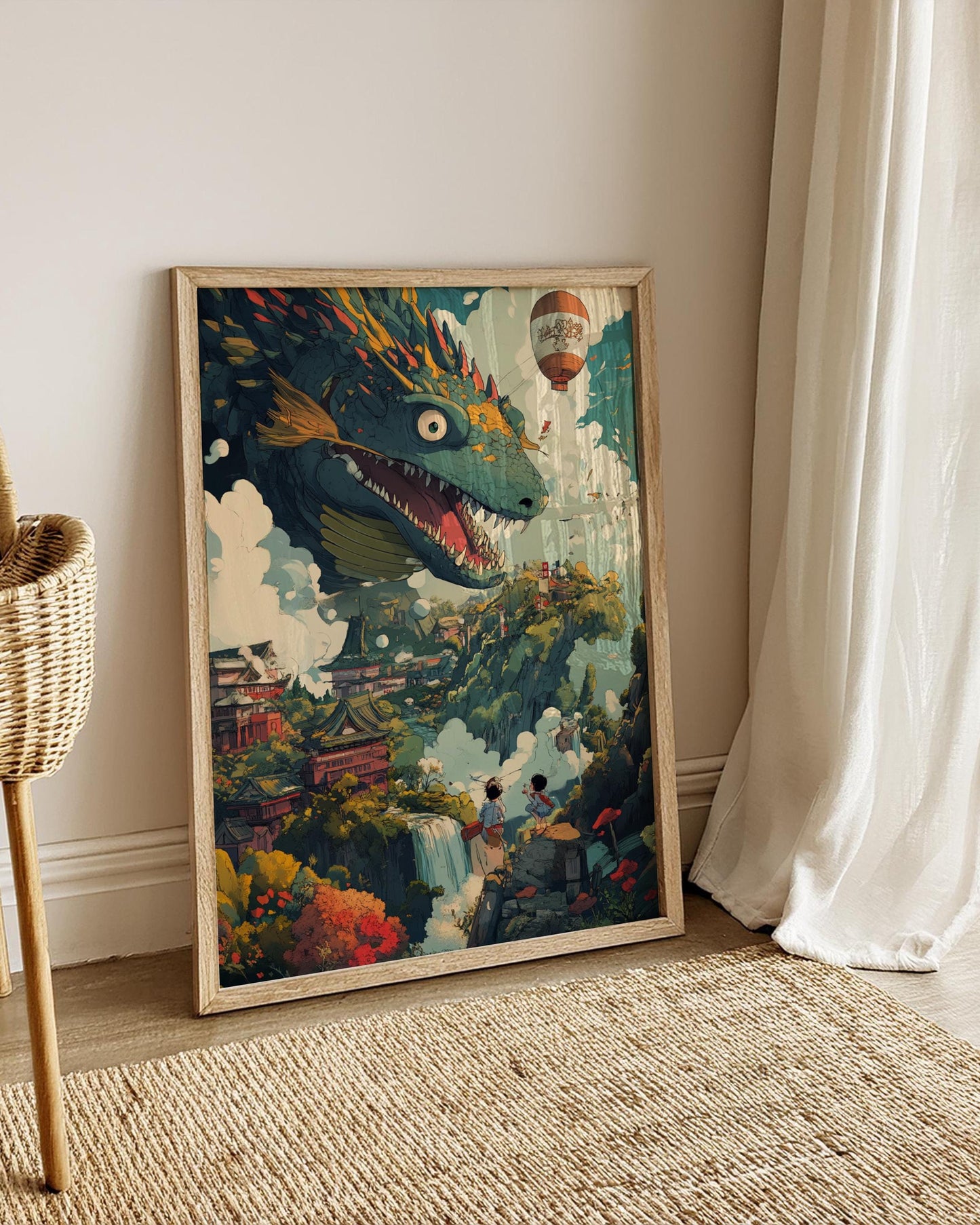 Fantastical Dragon Town Matte Poster Art, Enchanting Home Decor, Gift for Art Lovers, Travel Inspiration, Fantasy Wall Art