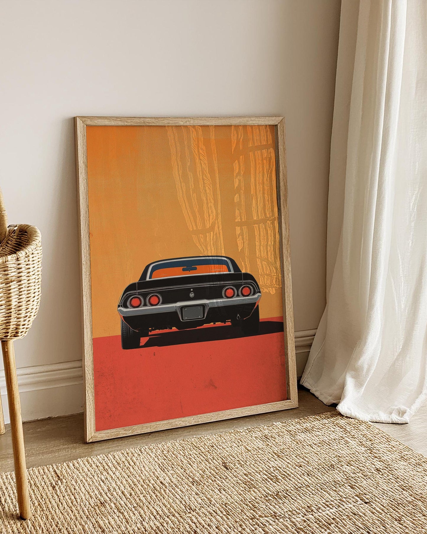 70s Retro Muscle Car Matte Vertical Poster, Vintage Auto Wall Art Print, Classic Car Lover Gift, Home Decor, Garage Decor, Man Cave Art