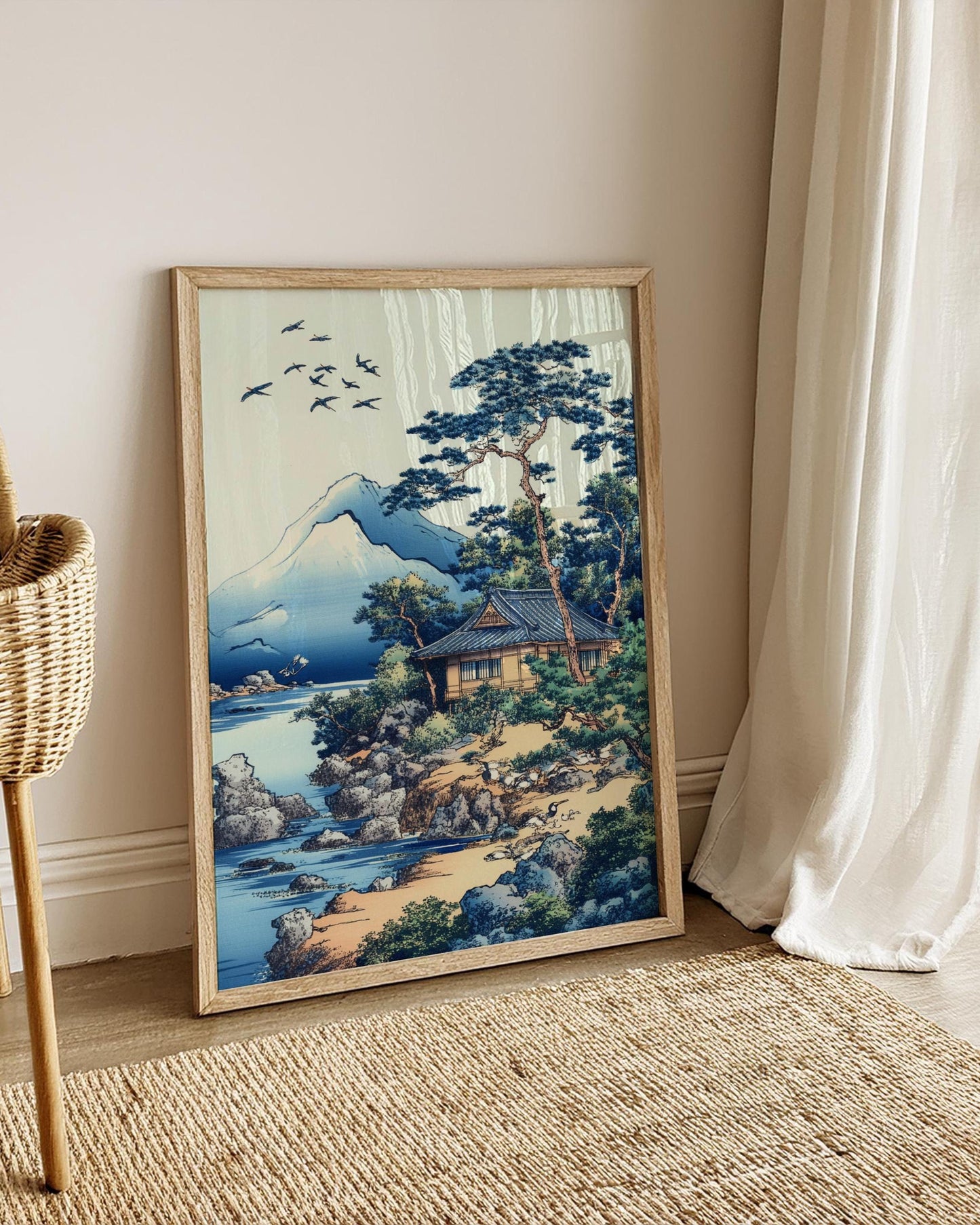 Japanese Landscape Matte Vertical Poster, Tranquil Wall Art, Home Decor, Nature Print, Gift for Art Lovers, Meditation Decor