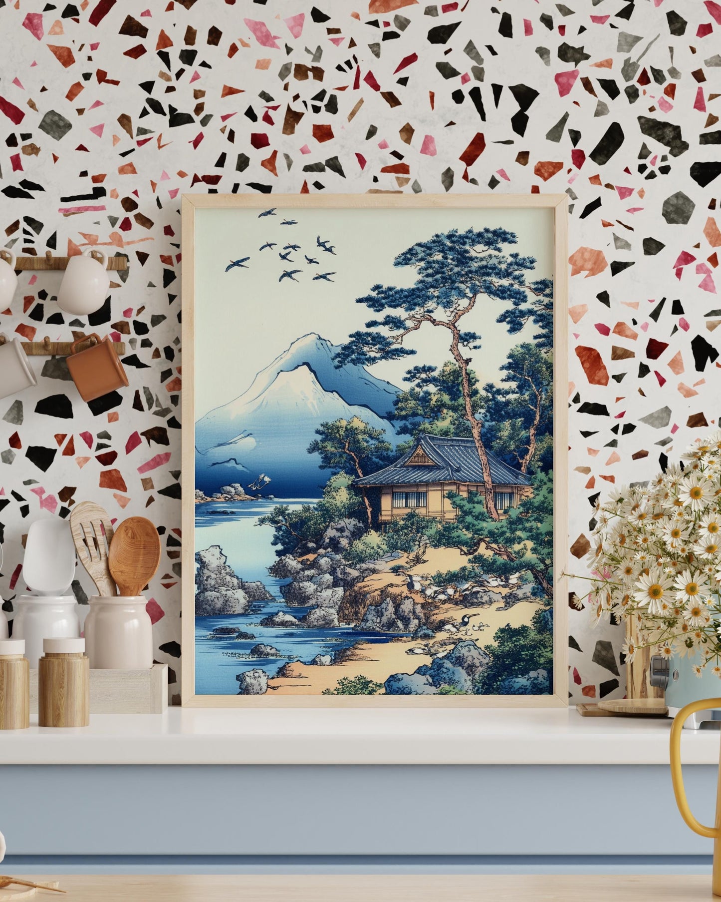 Japanese Landscape Matte Vertical Poster, Tranquil Wall Art, Home Decor, Nature Print, Gift for Art Lovers, Meditation Decor