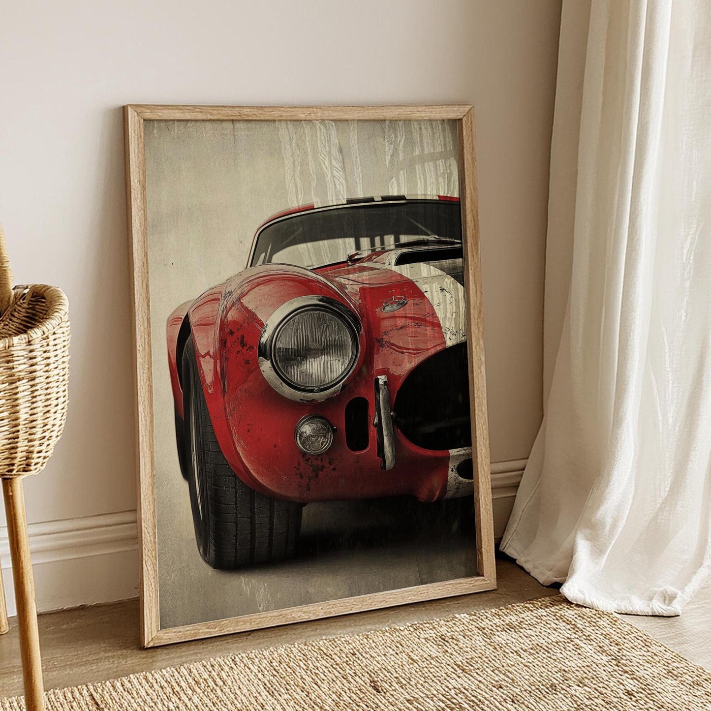 Vintage Shelby Cobra Sports Car Matte Vertical Poster, Wall Art Decor Print, Classic Car Enthusiast Gift, Garage Man Cave Decor, Retro