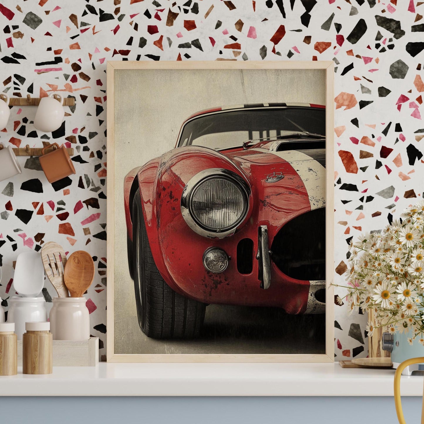 Vintage Shelby Cobra Sports Car Matte Vertical Poster, Wall Art Decor Print, Classic Car Enthusiast Gift, Garage Man Cave Decor, Retro