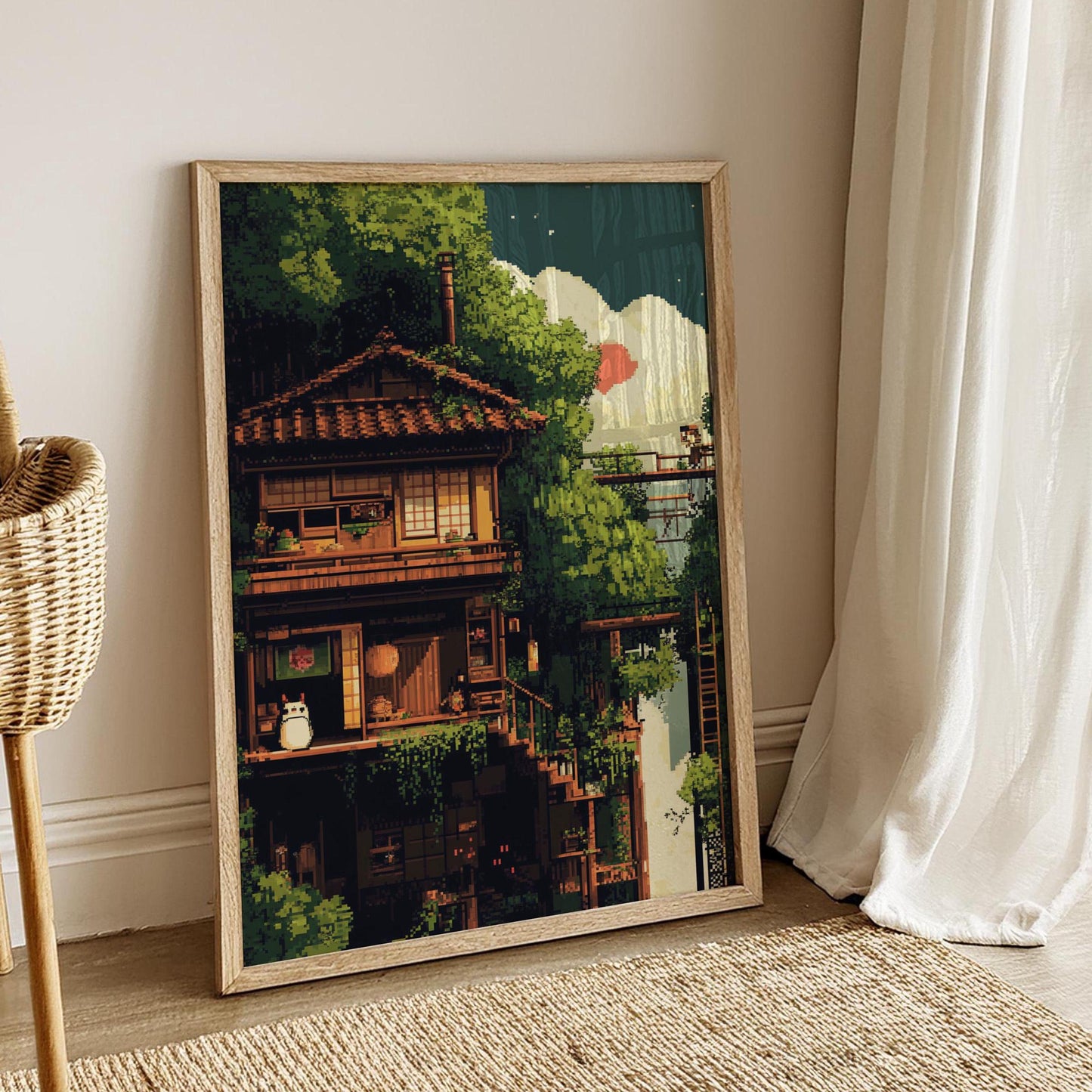 8-Bit Whimsical Nature Poster , Cozy Wall Art for Home Decor, Gallery Wall, Gift for Nature Lovers, Retro Aesthetic