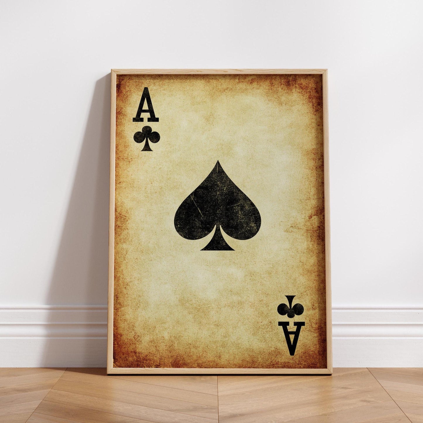 Vintage Playing Card Wall Art Poster, Retro Gambling Decor for Game Room, Spade Ace Print, Home Decor, Card Games Decoration