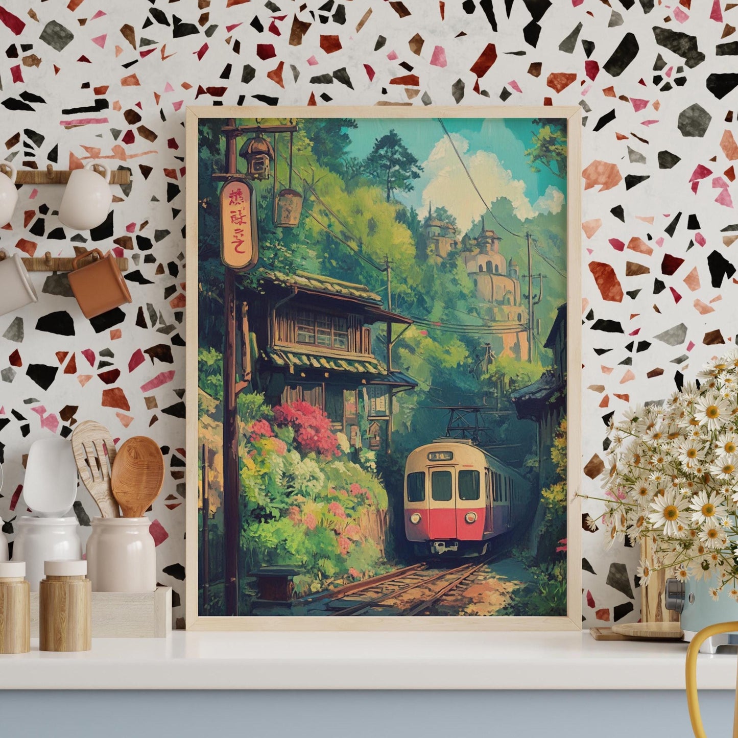 Anime Style Train Journey Matte Poster | Vintage Travel Decor, Nature Wall Art, Home Office Aesthetic, Gift for Train Lovers, Japanese Art