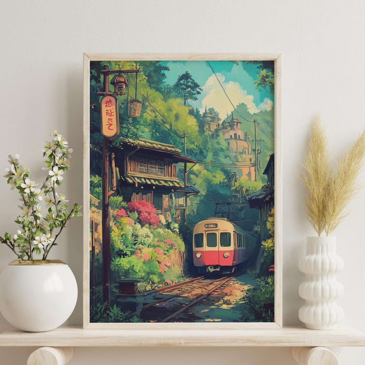 Anime Style Train Journey Matte Poster | Vintage Travel Decor, Nature Wall Art, Home Office Aesthetic, Gift for Train Lovers, Japanese Art