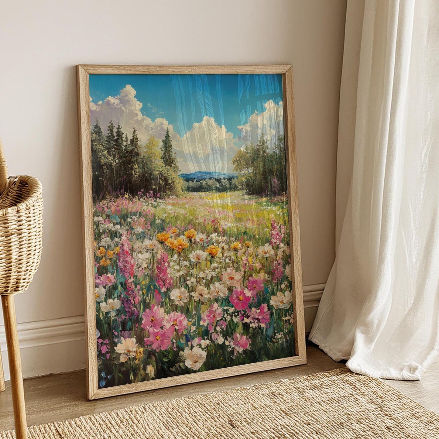 Vibrant Floral Landscape Poster, Nature Wall Art, Home Décor, Gift for Garden Lovers, Spring Decoration, Botanical Print, Art for Living