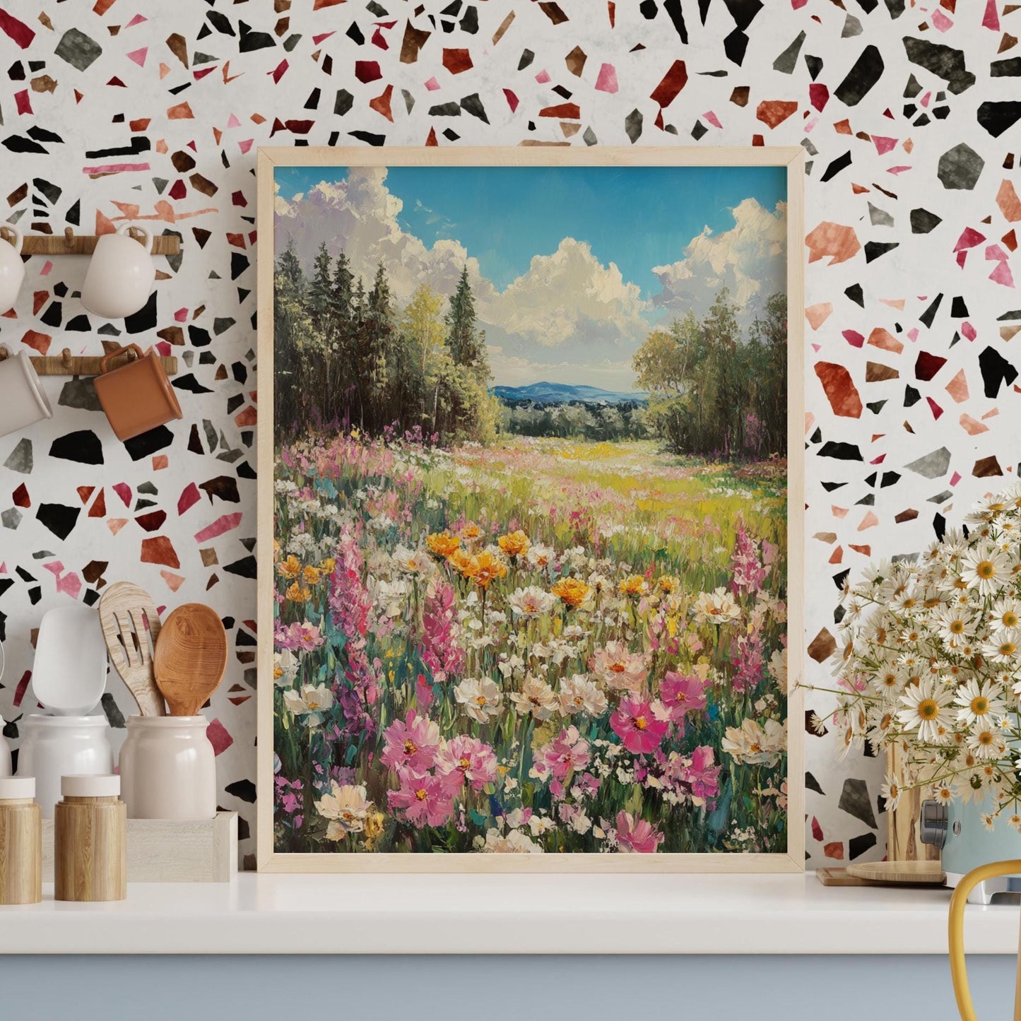 Vibrant Floral Landscape Poster, Nature Wall Art, Home Décor, Gift for Garden Lovers, Spring Decoration, Botanical Print, Art for Living
