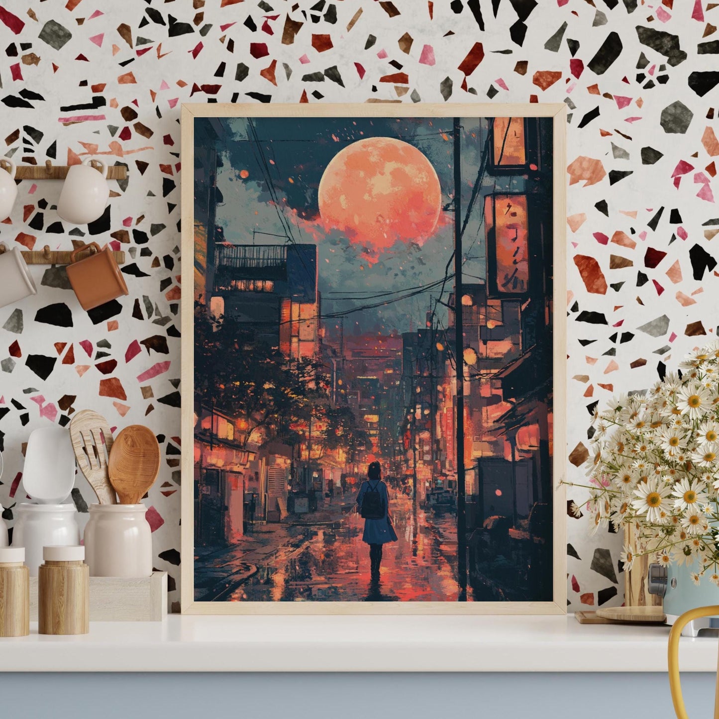 Urban Nightscape Matte Poster | Night City Art Print, Home Decor, Wall Art, Gift for Art Lovers, Aesthetic Room Decoration, Amine Art.