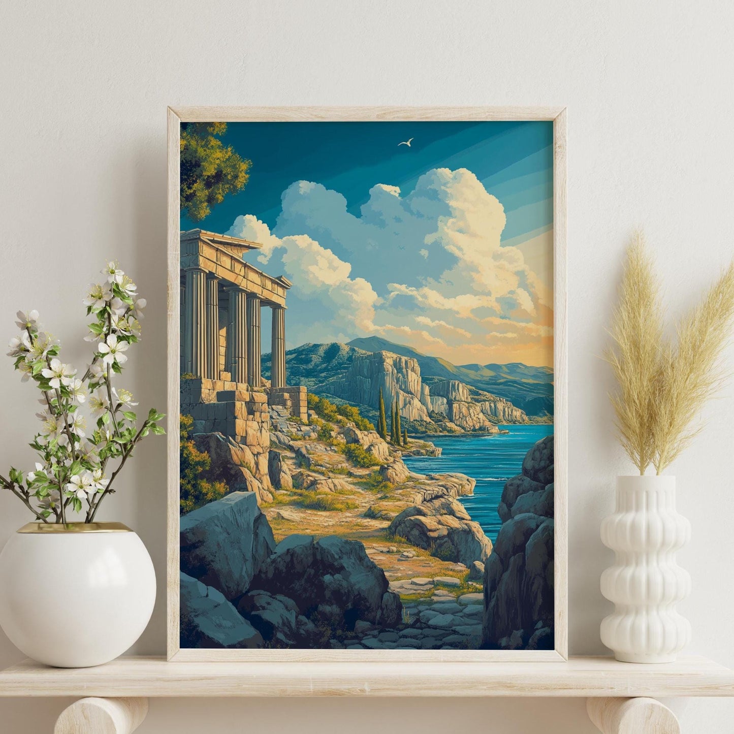 Ancient Greek Landscape Posters - Serene Landscape Art for Home Decor, Wall Art, Gifts for Nature Lovers, Coastal Art, Greek History.