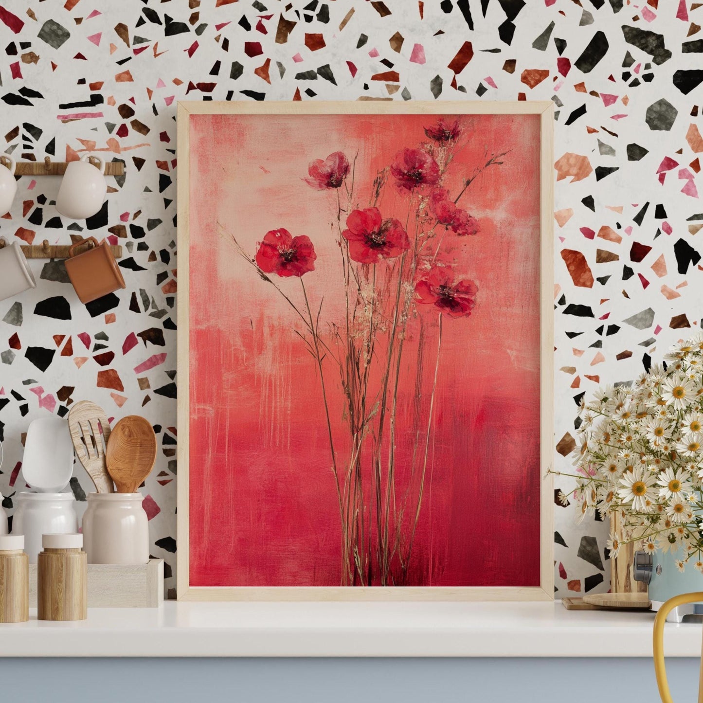 Bold Floral Art Print Poster, Boho Wall Decor, Home Gallery, Gift for Her, Modern Wall Art, Wedding Decor, Pink Flower Poster