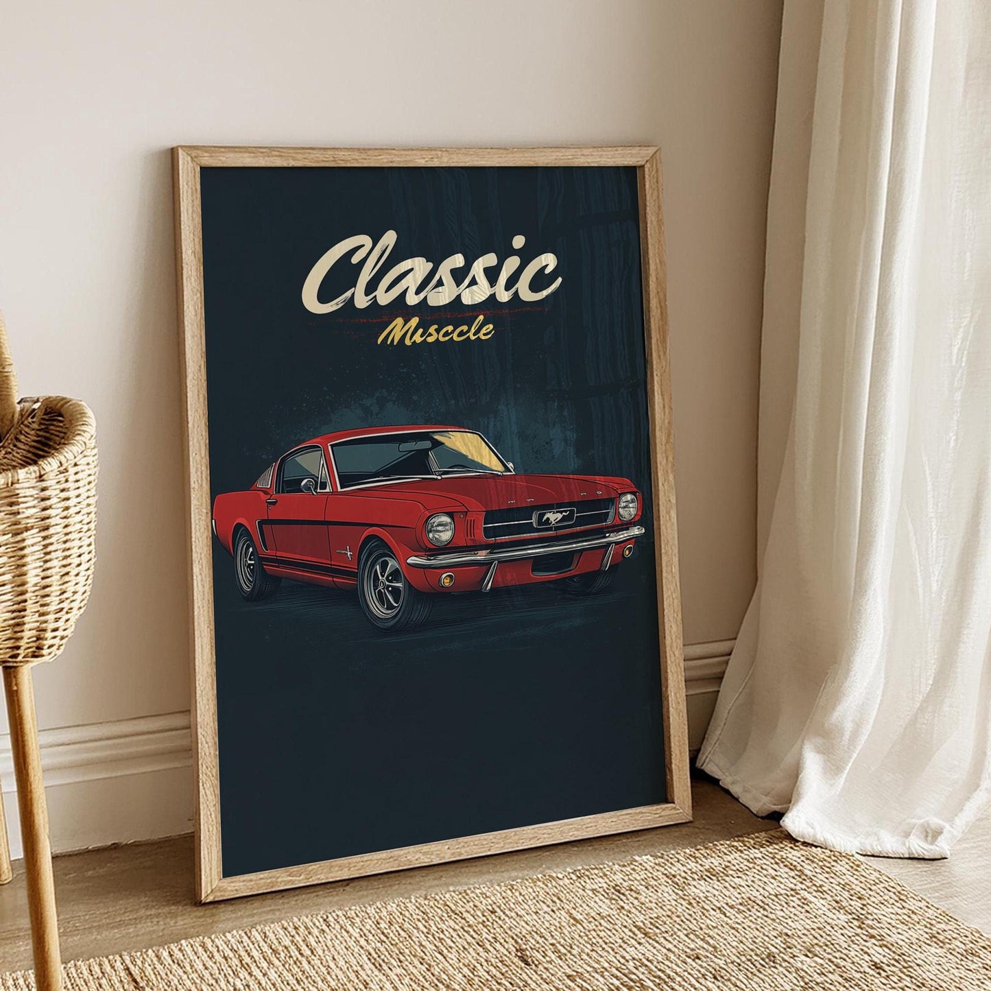 Classic Muscle Car Poster, Vintage Wall Art, Gift for Car Lovers, Retro Home Decor, Automotive Fan Art, Birthday Gift Ideas