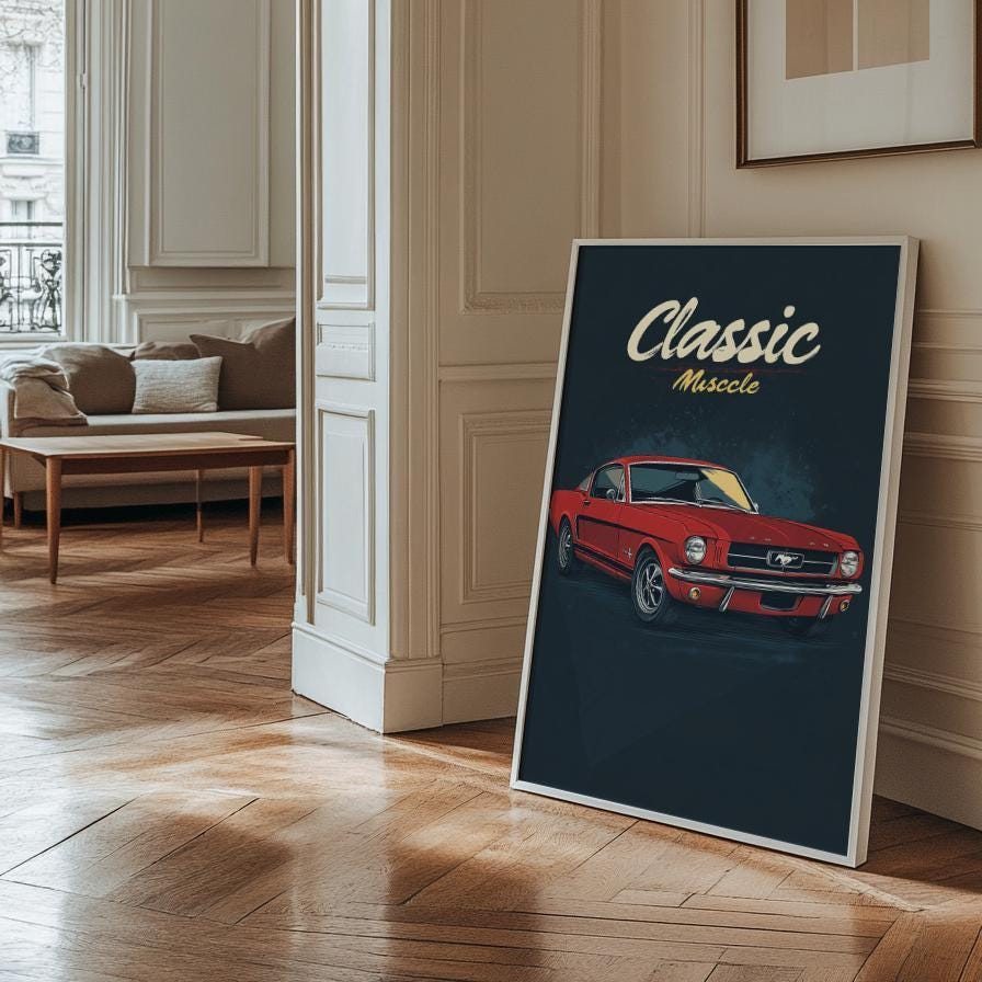 Classic Muscle Car Poster, Vintage Wall Art, Gift for Car Lovers, Retro Home Decor, Automotive Fan Art, Birthday Gift Ideas