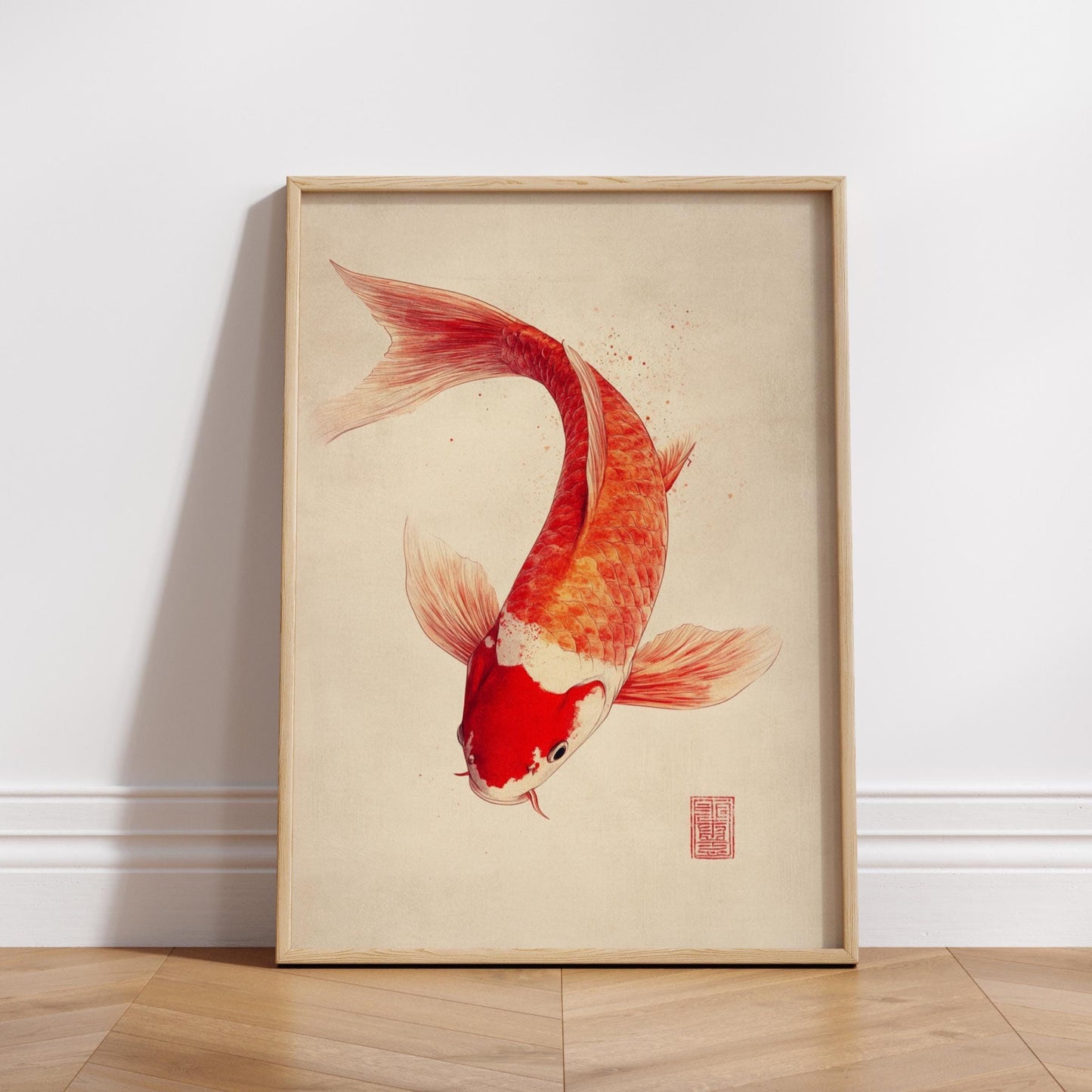 Koi Fish Aesthetic Art Poster, Calming Wall Decor for Nature Lovers, Home Office Wall Art, Meditation Room Decor, Gift for Fish Enthusiasts