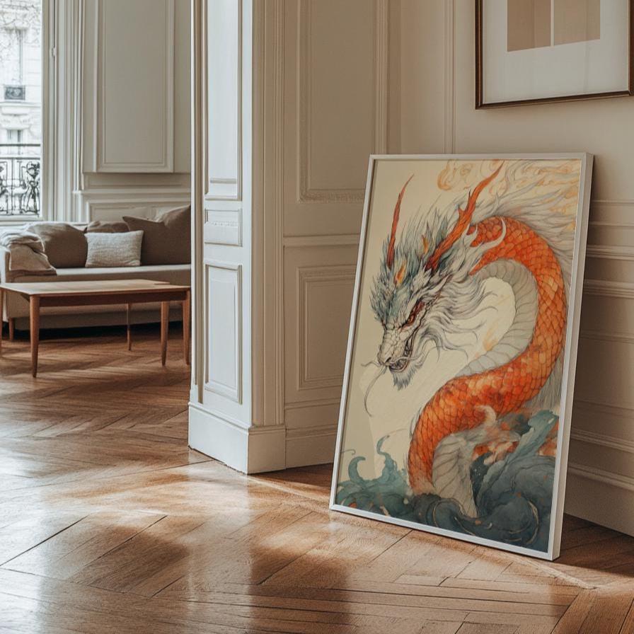 Majestic Dragon Matte Posters, Asian Wall Art, Home Decor, Gift for Art Lovers, Unique Dragon Print, Fantasy Wall Decor