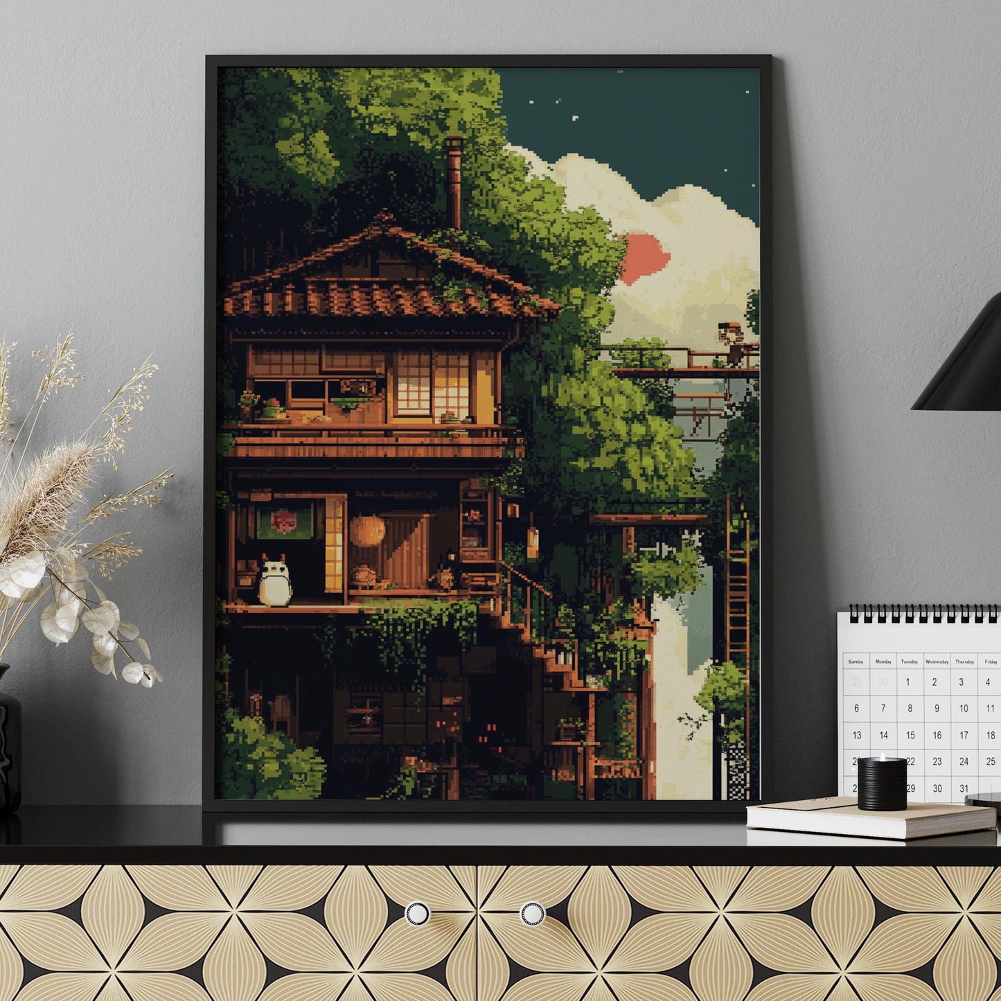 8-Bit Whimsical Nature Poster , Cozy Wall Art for Home Decor, Gallery Wall, Gift for Nature Lovers, Retro Aesthetic