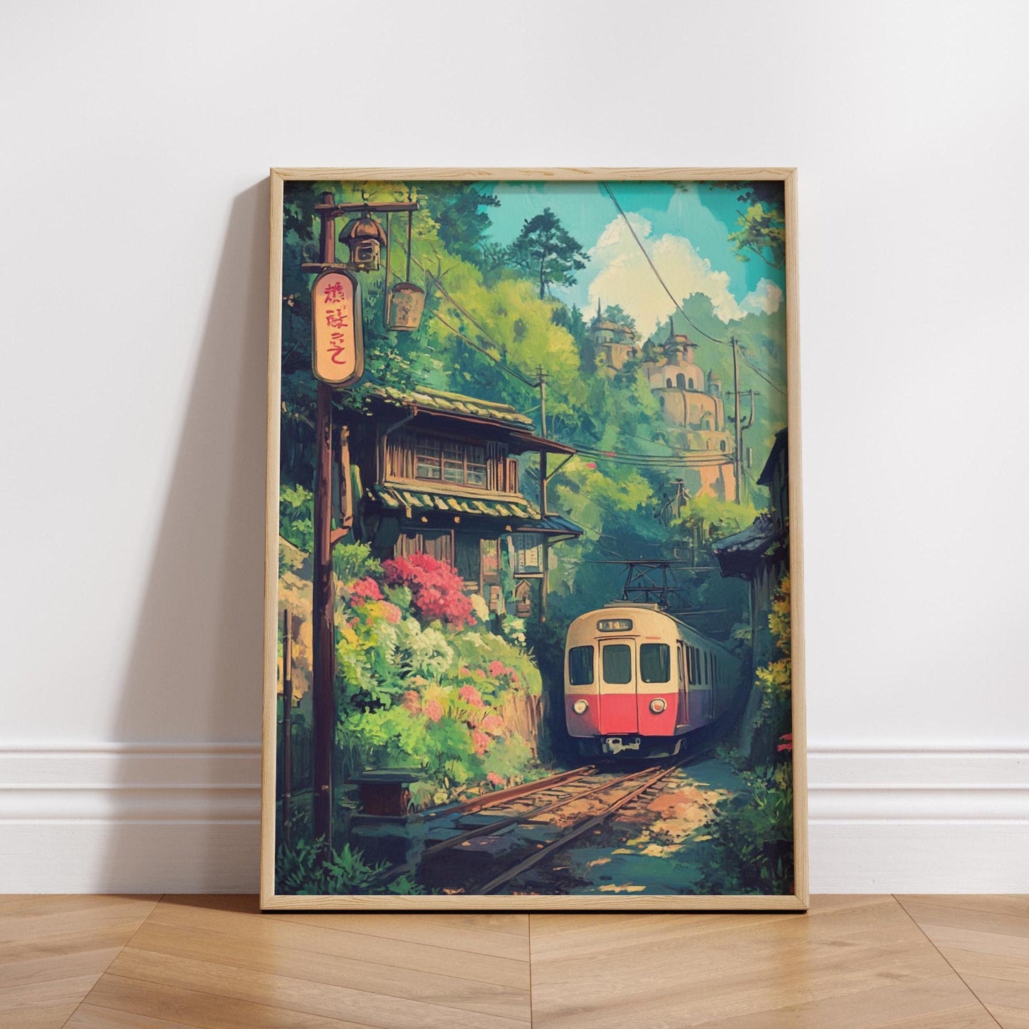 Anime Style Train Journey Matte Poster | Vintage Travel Decor, Nature Wall Art, Home Office Aesthetic, Gift for Train Lovers, Japanese Art