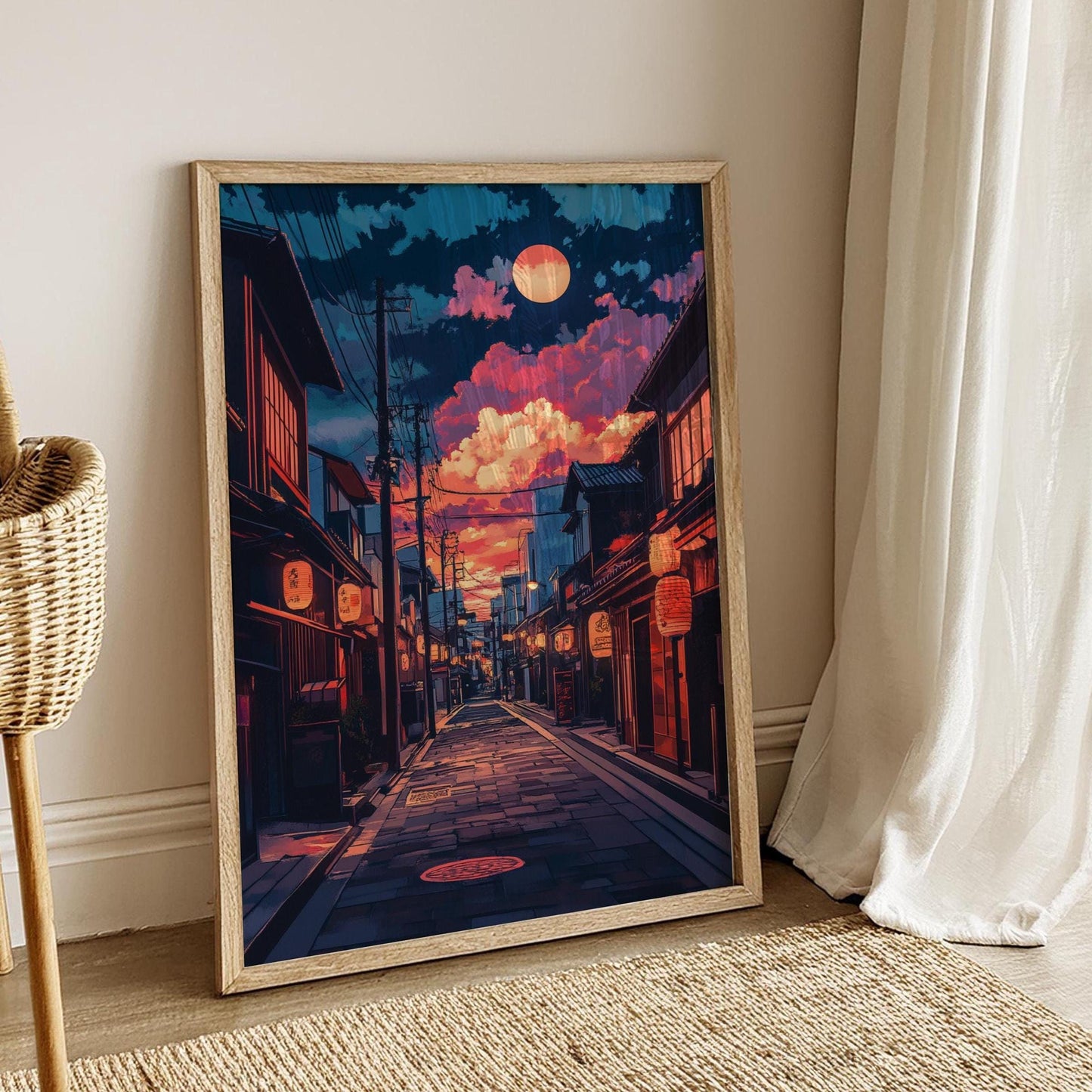 Tokyo Cityscape Poster | Manga-Style Street Art | Vibrant Japanese Wall Decor for Anime Lovers & Urban Enthusiasts | Aesthetic Art |