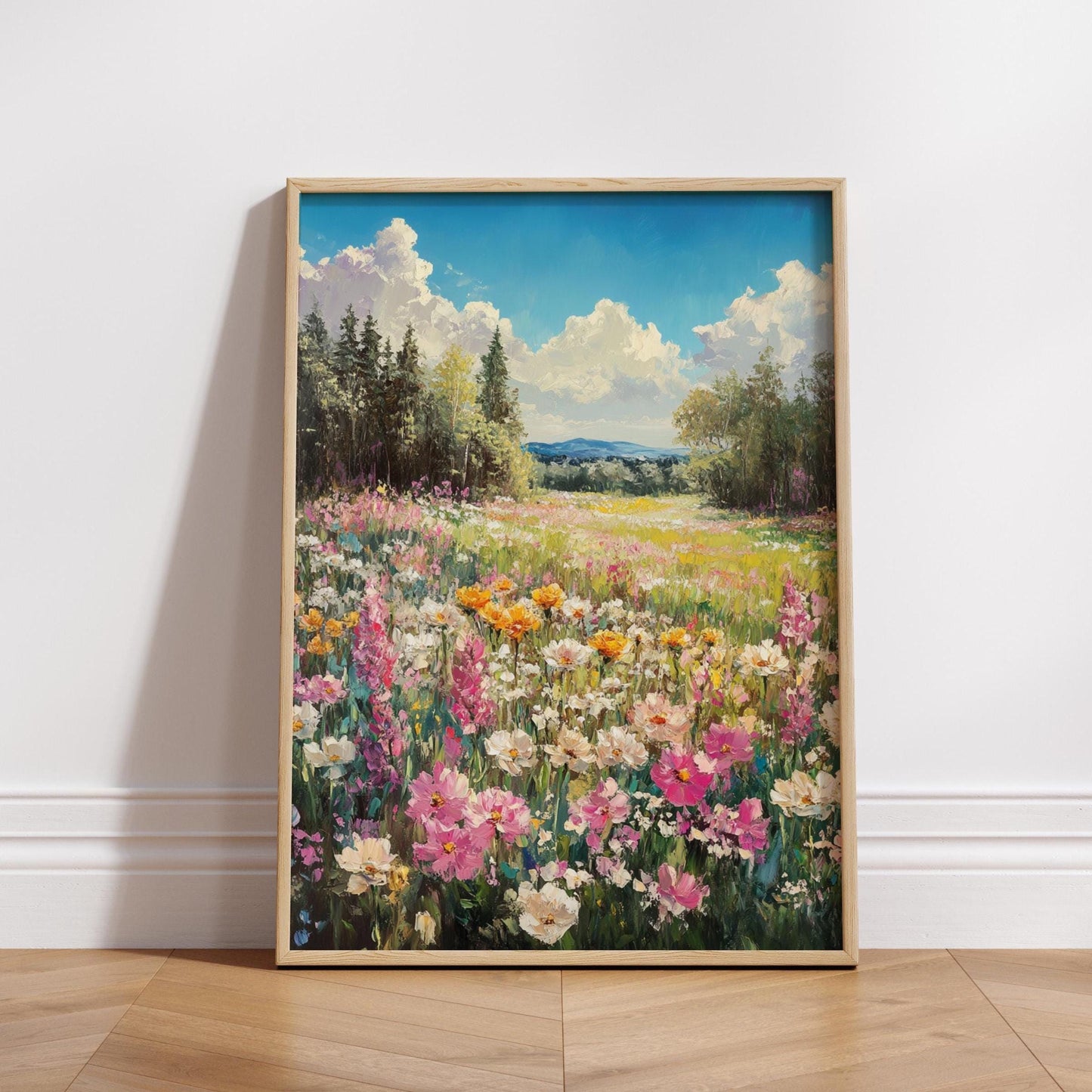 Vibrant Floral Landscape Poster, Nature Wall Art, Home Décor, Gift for Garden Lovers, Spring Decoration, Botanical Print, Art for Living