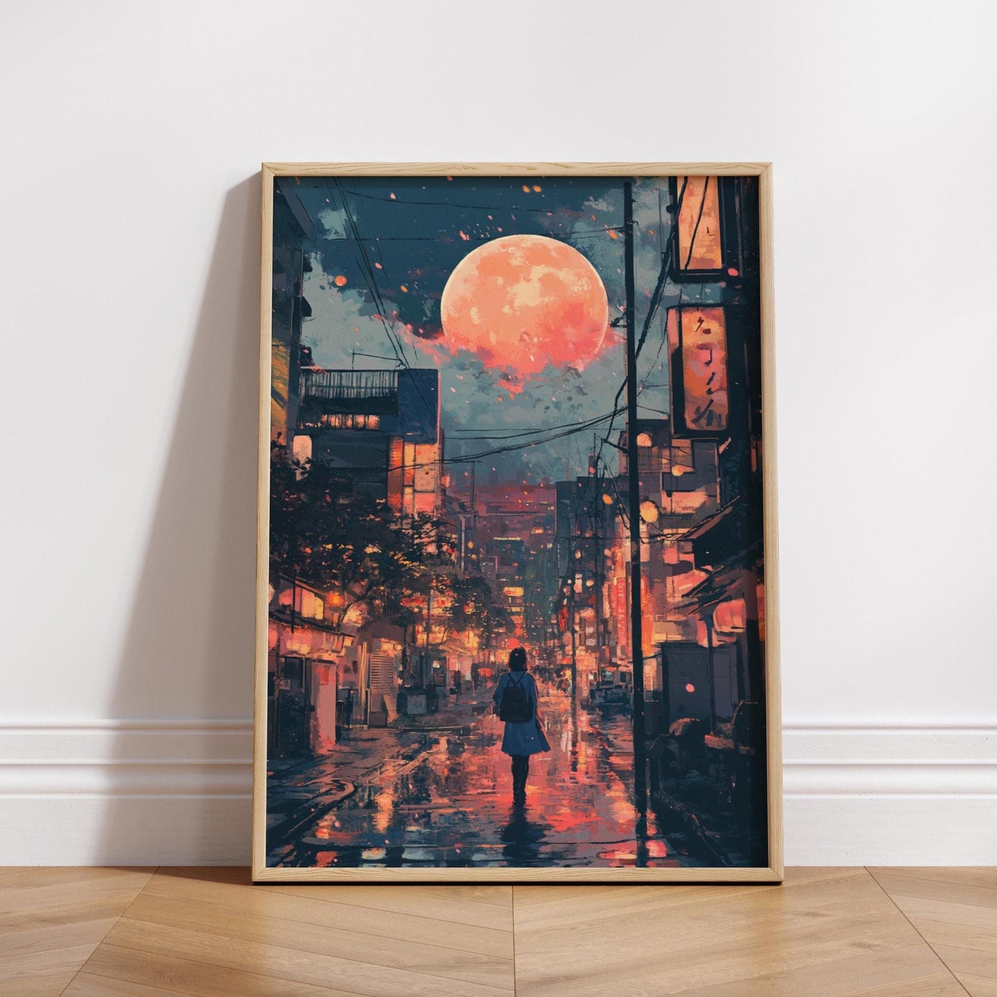 Urban Nightscape Matte Poster | Night City Art Print, Home Decor, Wall Art, Gift for Art Lovers, Aesthetic Room Decoration, Amine Art.