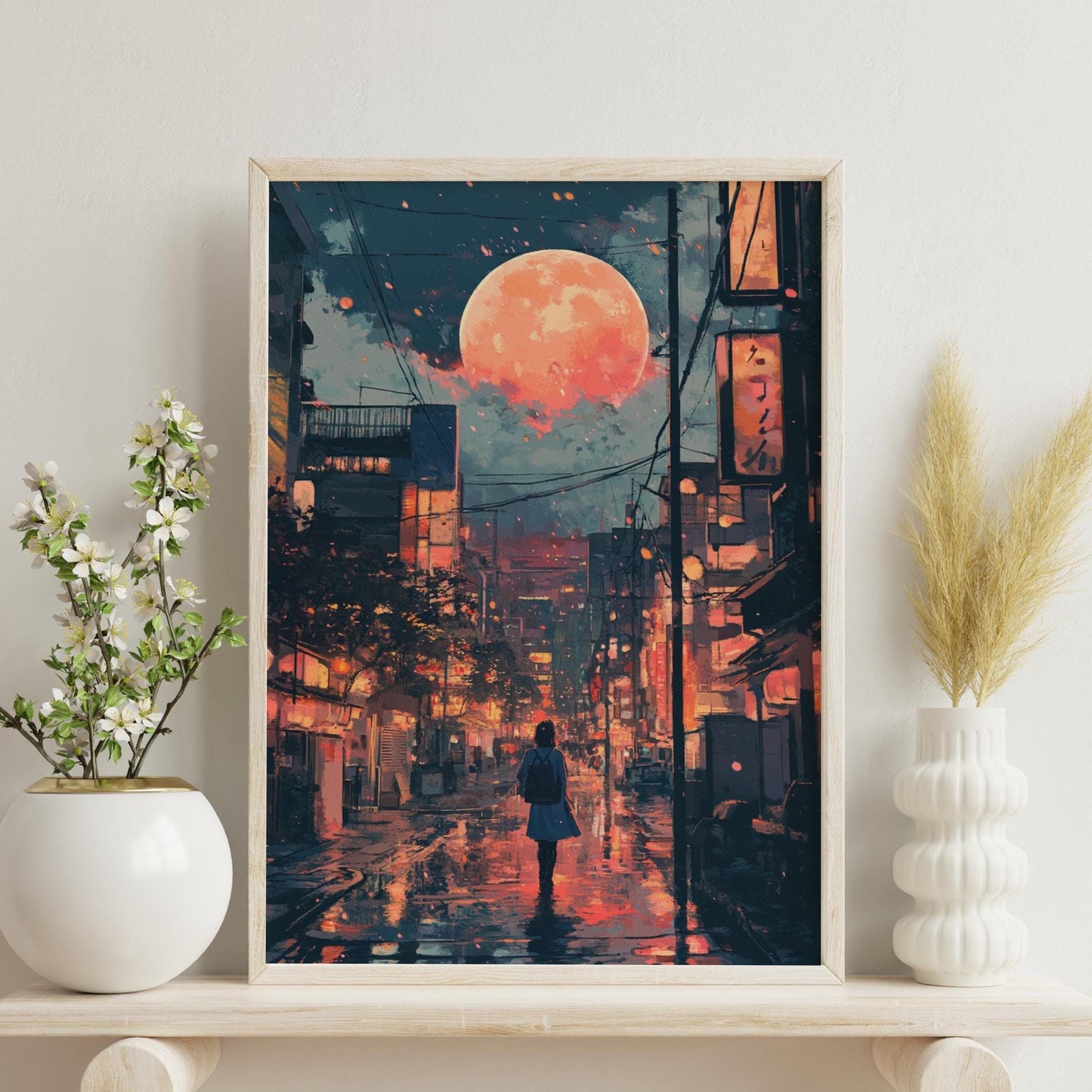 Urban Nightscape Matte Poster | Night City Art Print, Home Decor, Wall Art, Gift for Art Lovers, Aesthetic Room Decoration, Amine Art.