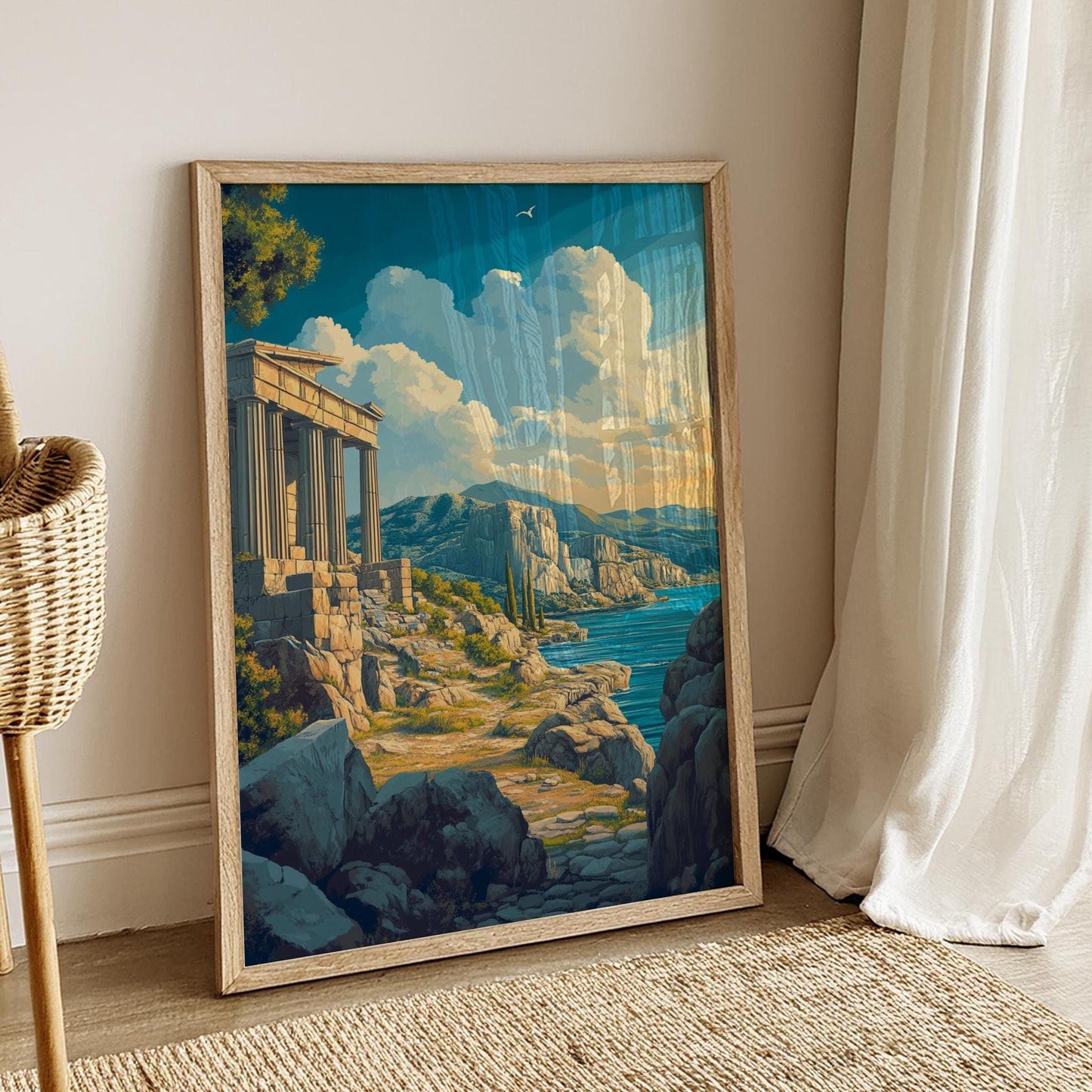 Ancient Greek Landscape Posters - Serene Landscape Art for Home Decor, Wall Art, Gifts for Nature Lovers, Coastal Art, Greek History.