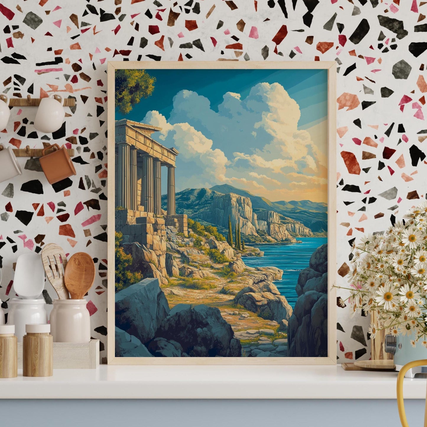 Ancient Greek Landscape Posters - Serene Landscape Art for Home Decor, Wall Art, Gifts for Nature Lovers, Coastal Art, Greek History.