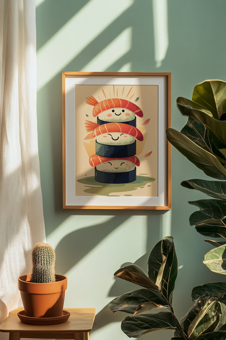 Cute Sushi Stack Matte Poster