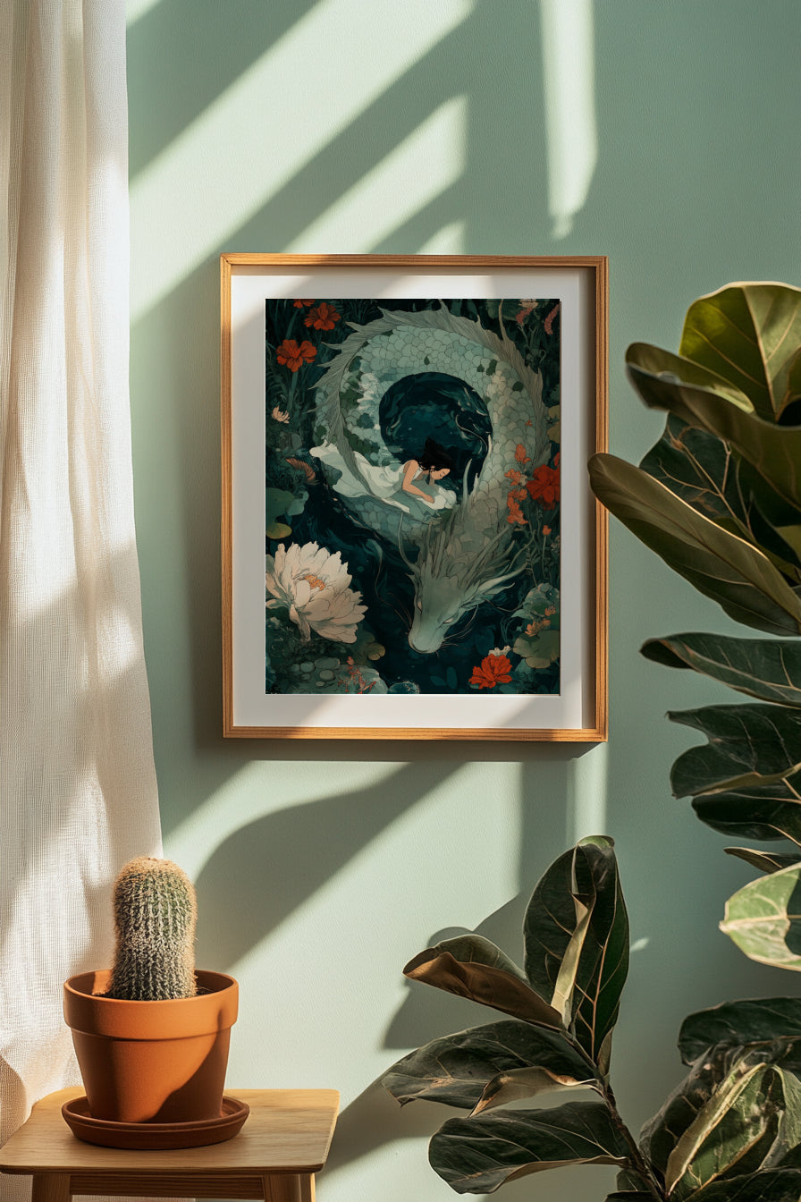Mystical Dragon & Girl Posters