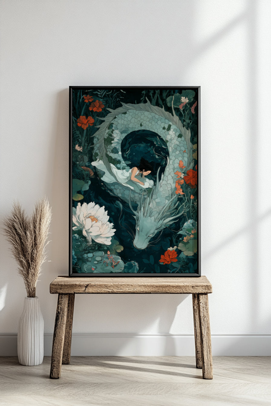 Mystical Dragon & Girl Posters
