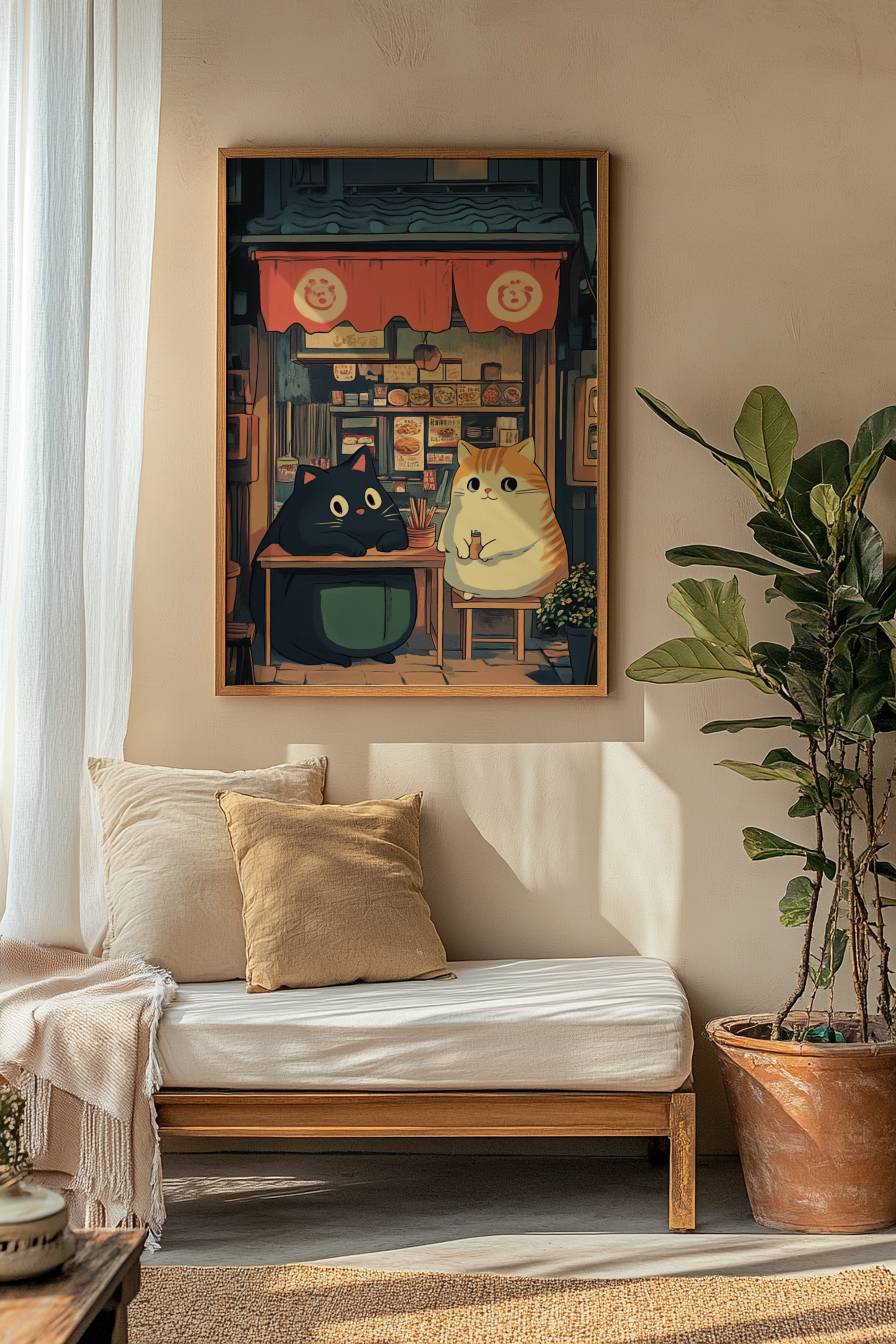Whimsical Cat Cafe Poster