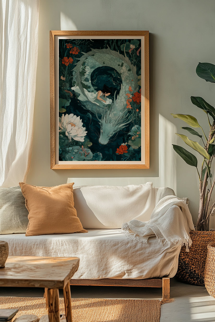 Mystical Dragon & Girl Posters