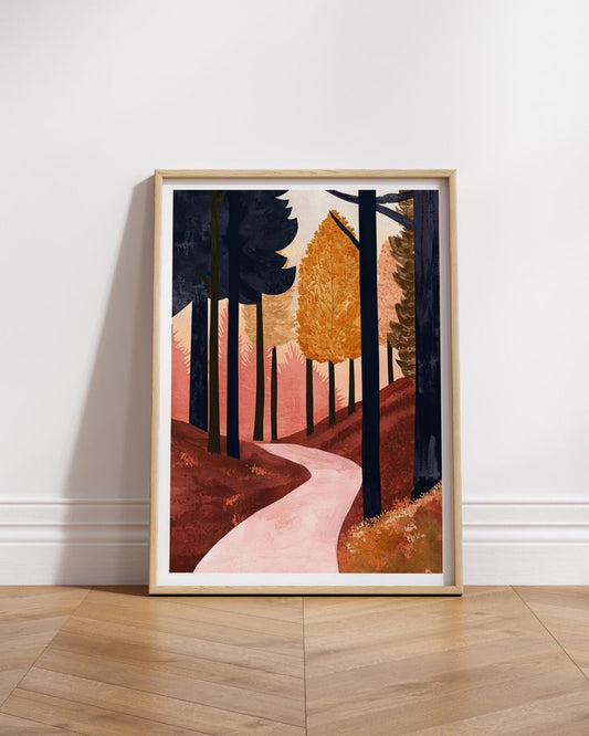 Autumn Path Forest Matte Poster