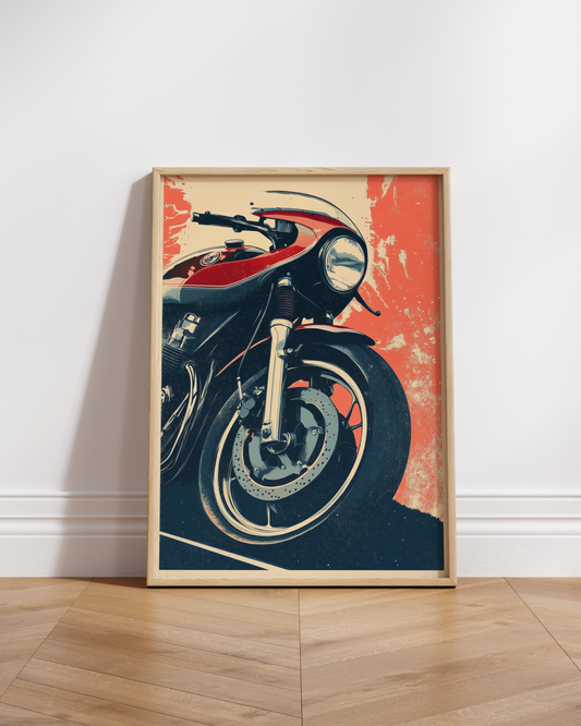Vintage Cafe Racer Motorcycle Matte Poster