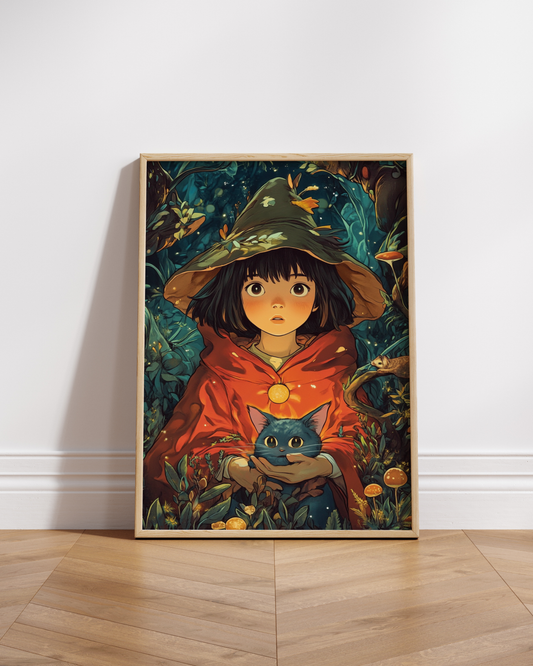 Whimsical Girl & Cat Posters
