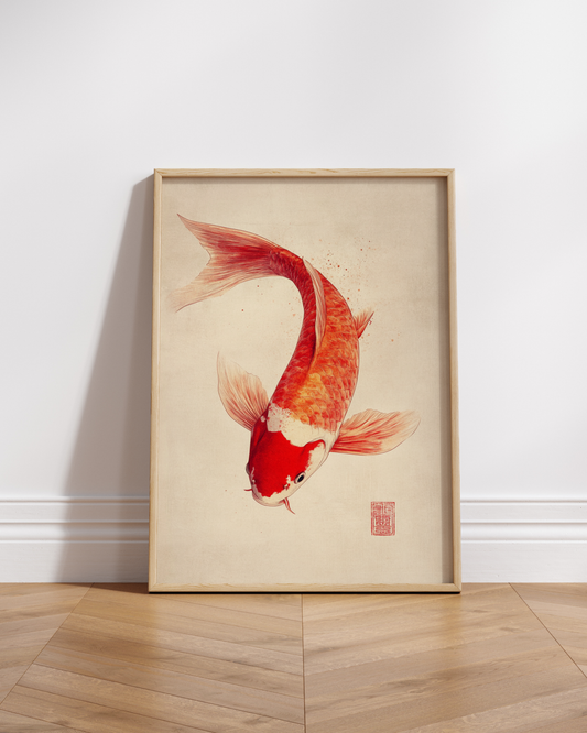 Koi Fish Aesthetic Art Poster