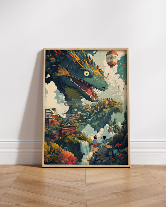 Fantastical Dragon Town Matte Poster